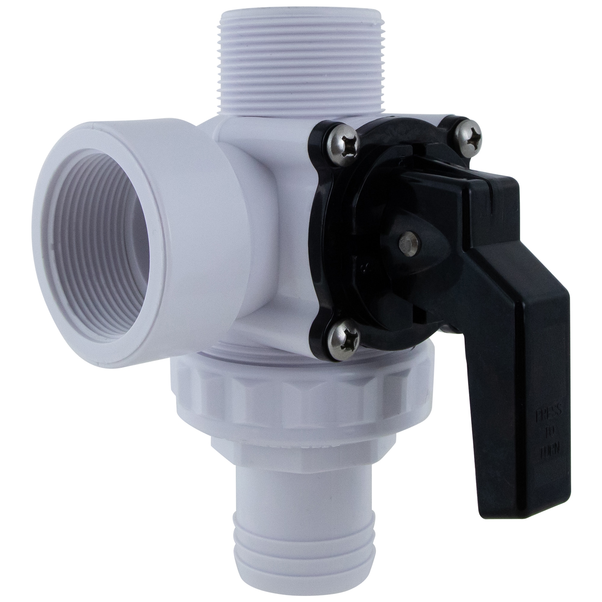 Swim Central 6.25" White HydroTools Swimming Pool & Spa Standard Left Outlet 3-Way Ball Valve