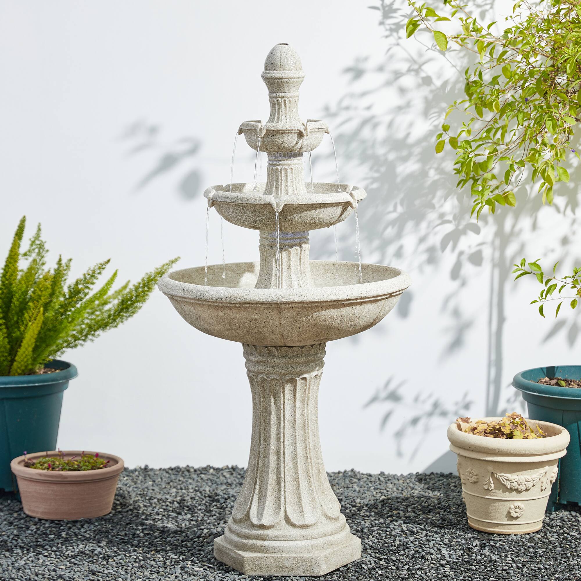 Glitzhome&#xAE; 45&#x22; 3-Tier Ceramic Outdoor Fountain