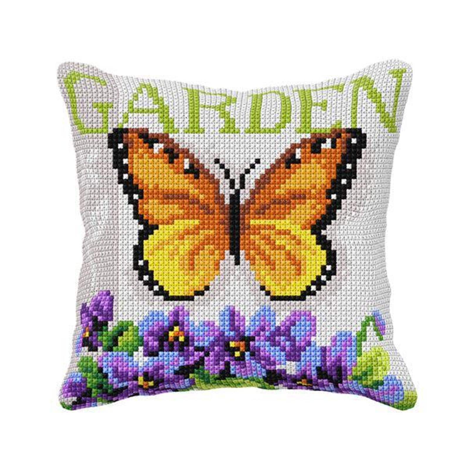 Orchidea Butterfly & Violets Cushion Cross Stitch Kit