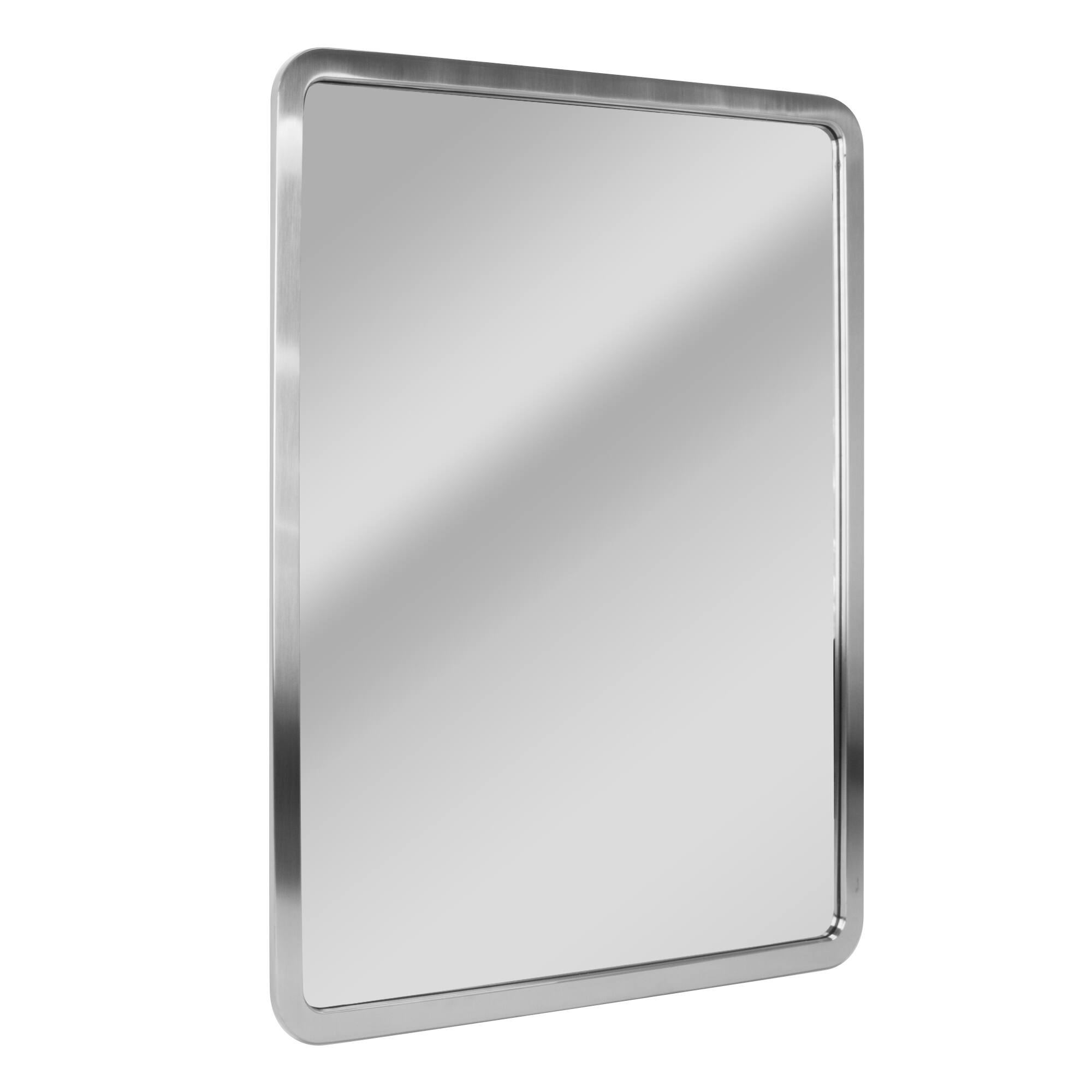 Head West Brushed Nickel 24" x 30" Rounded Edge Framed Accent Vanity Mirror