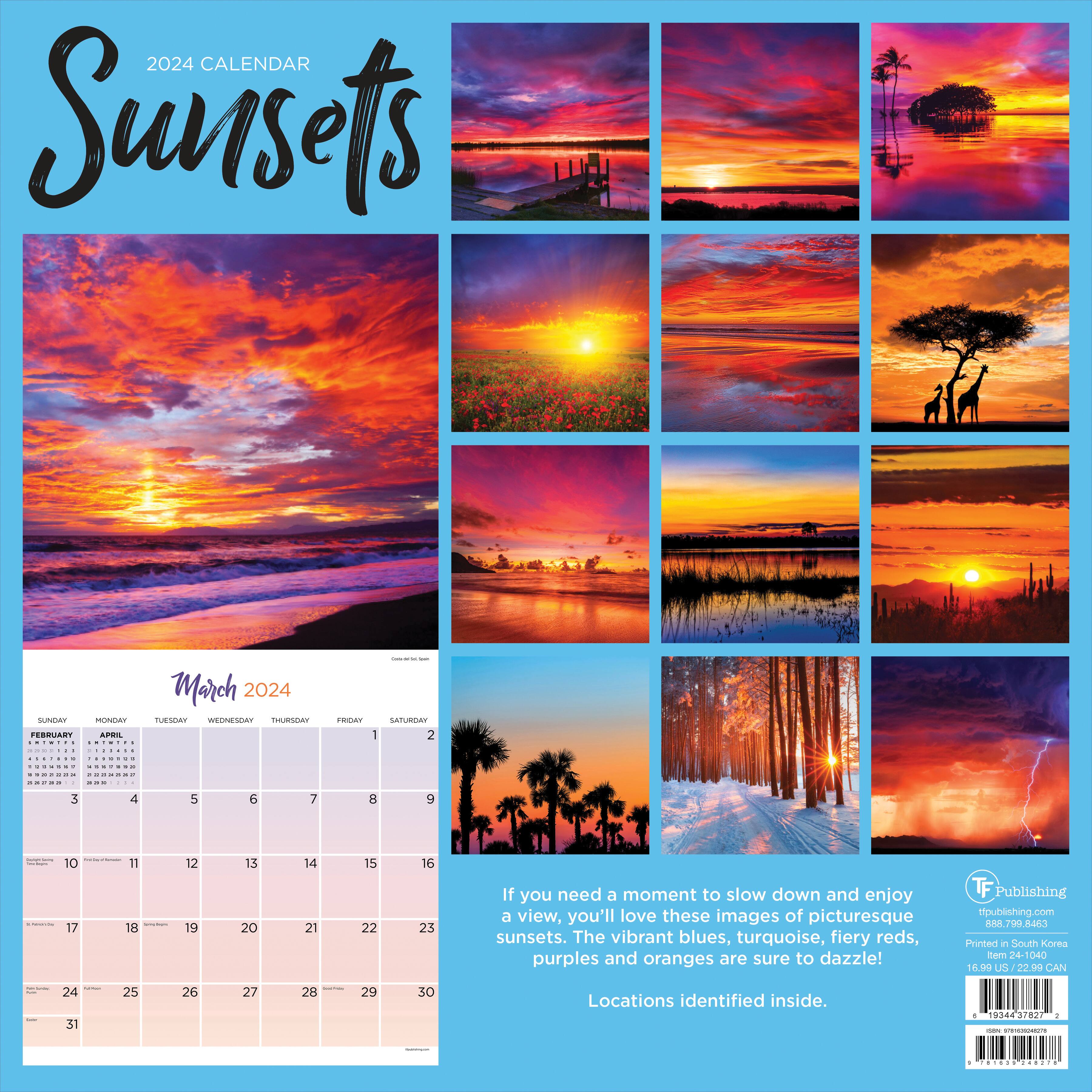 TF Publishing 2024 Sunsets Wall Calendar