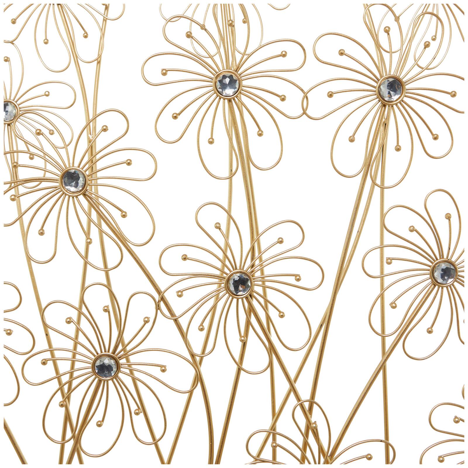 5ft. Gold Metal Tall Floral Sculpture with Crystal Embellishments