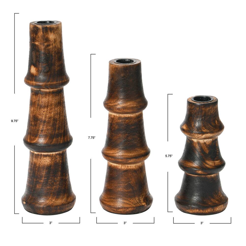 Hello Honey® Wooden Waves Taper Candle Holder Set
