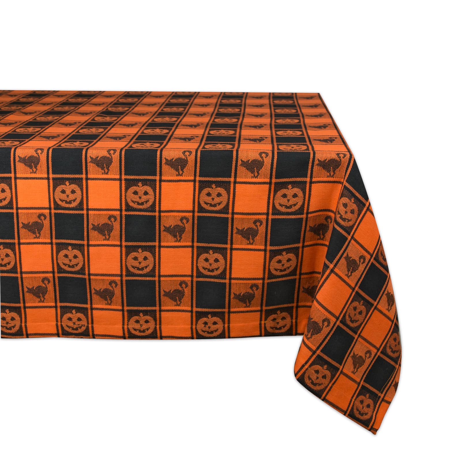 DII&#xAE; 84&#x22; Halloween Woven Check Tablecloth