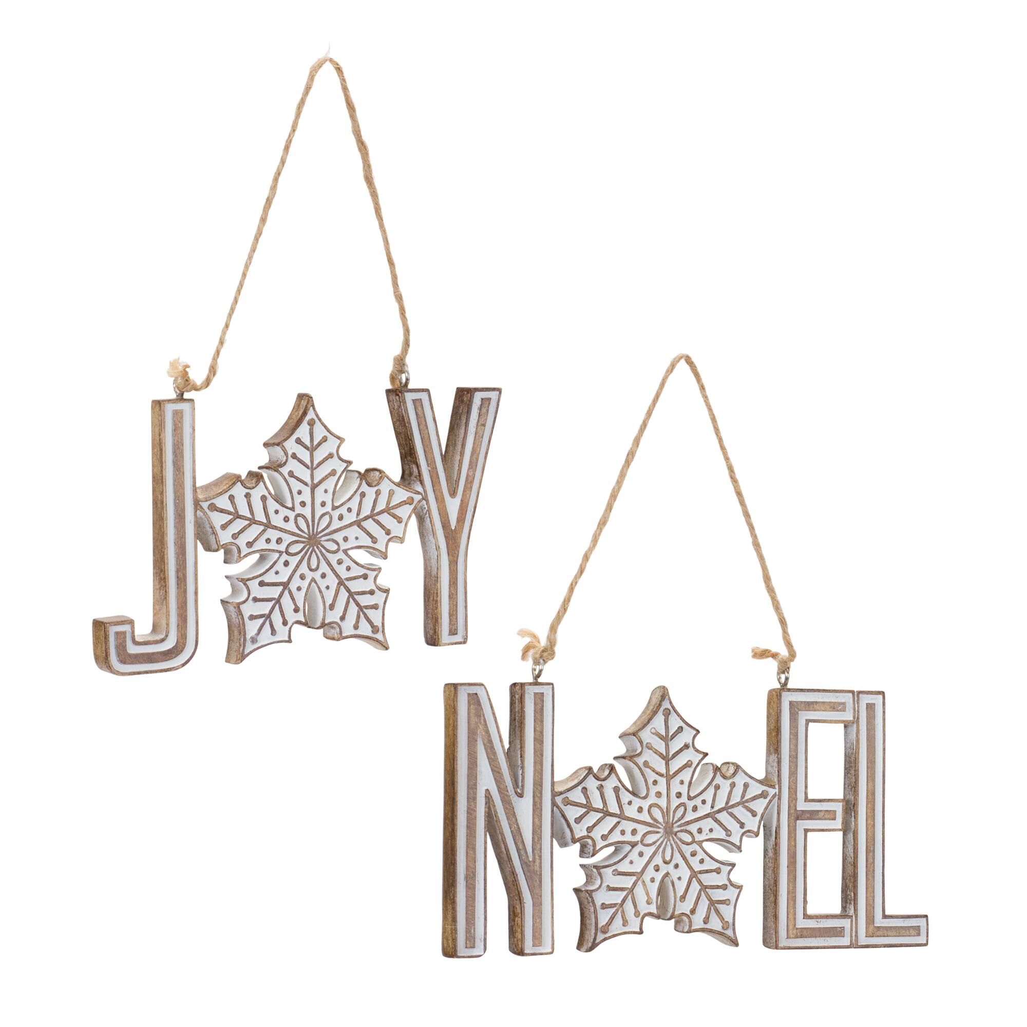 Joy &#x26; Noel Snowflake Ornament Set