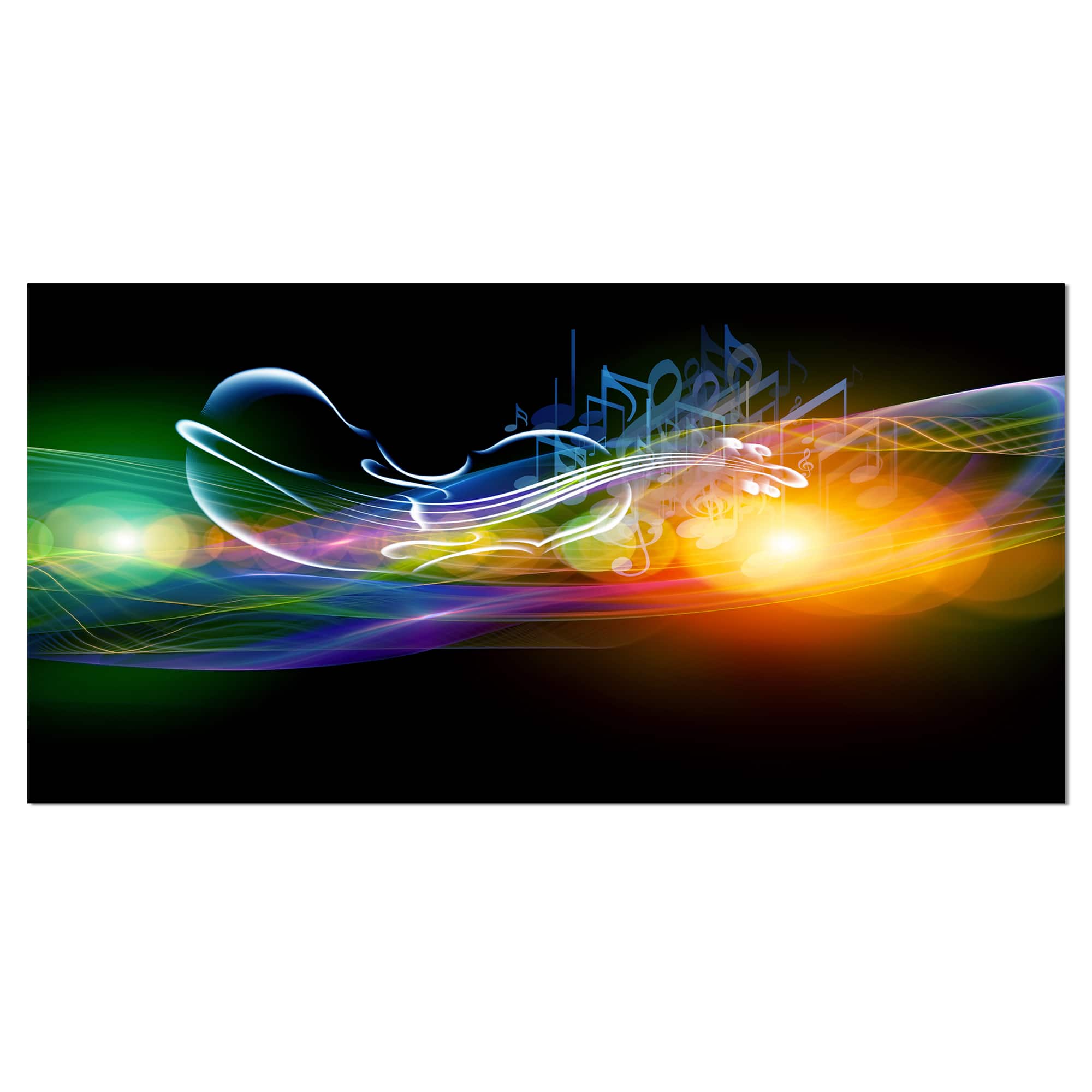 Designart - Waves of Music Fractal Design - Abstract Canvas Wall Art Print