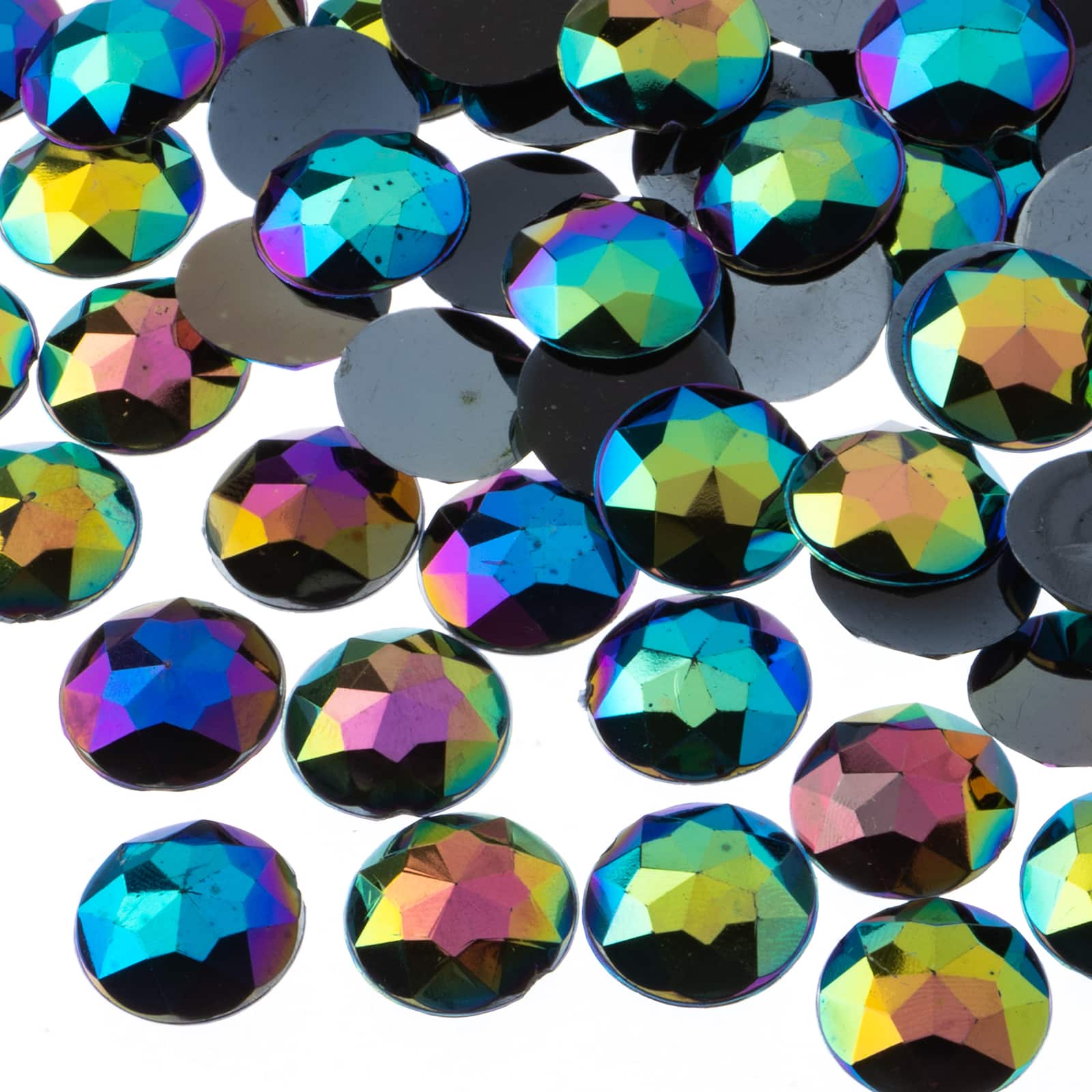 John Bead 16mm AB Acrylic Round Flat Back Rhinestones, 200ct.