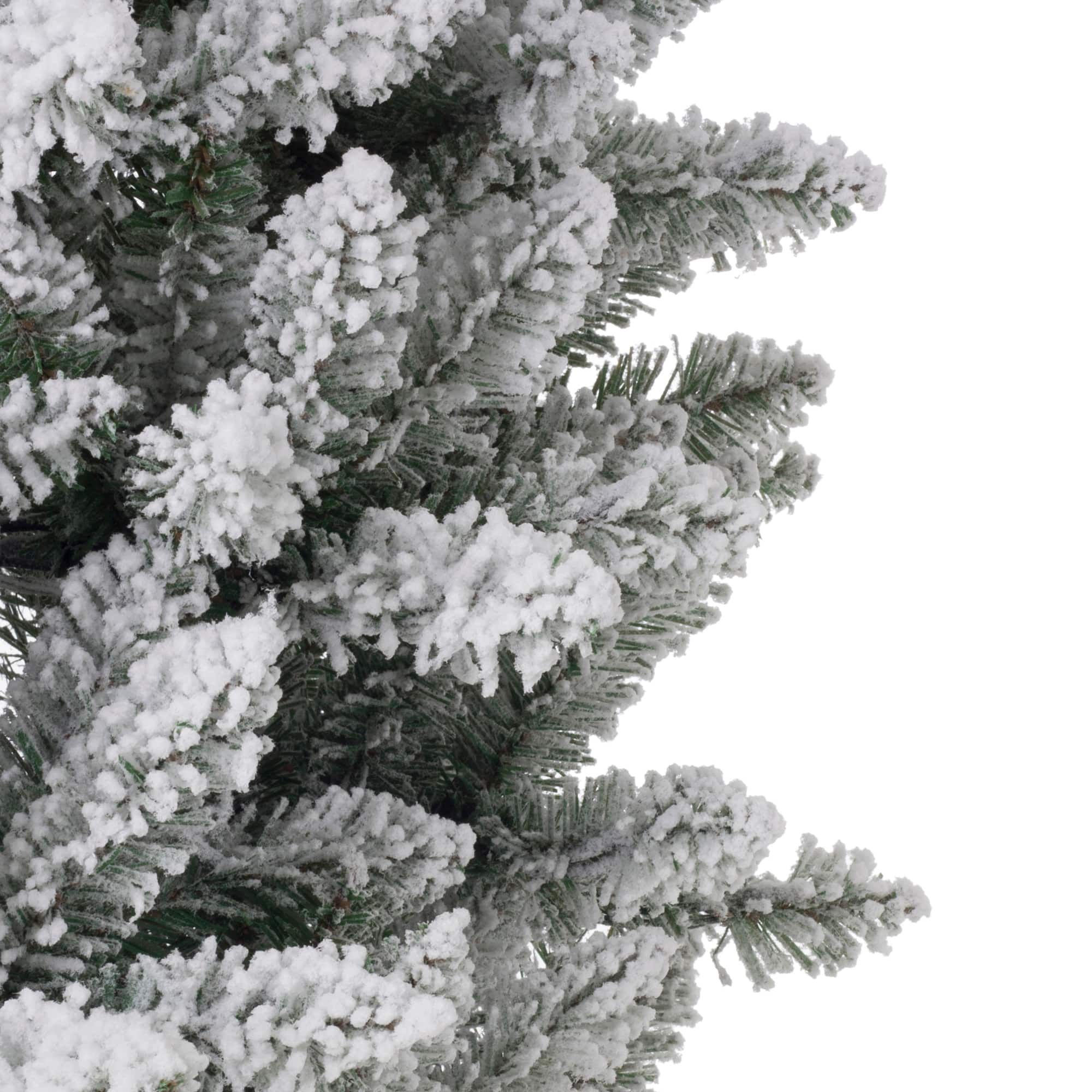 11ft. Pre-Lit Flocked Fir Slim Artificial Christmas Tree, Warm White LED Lights