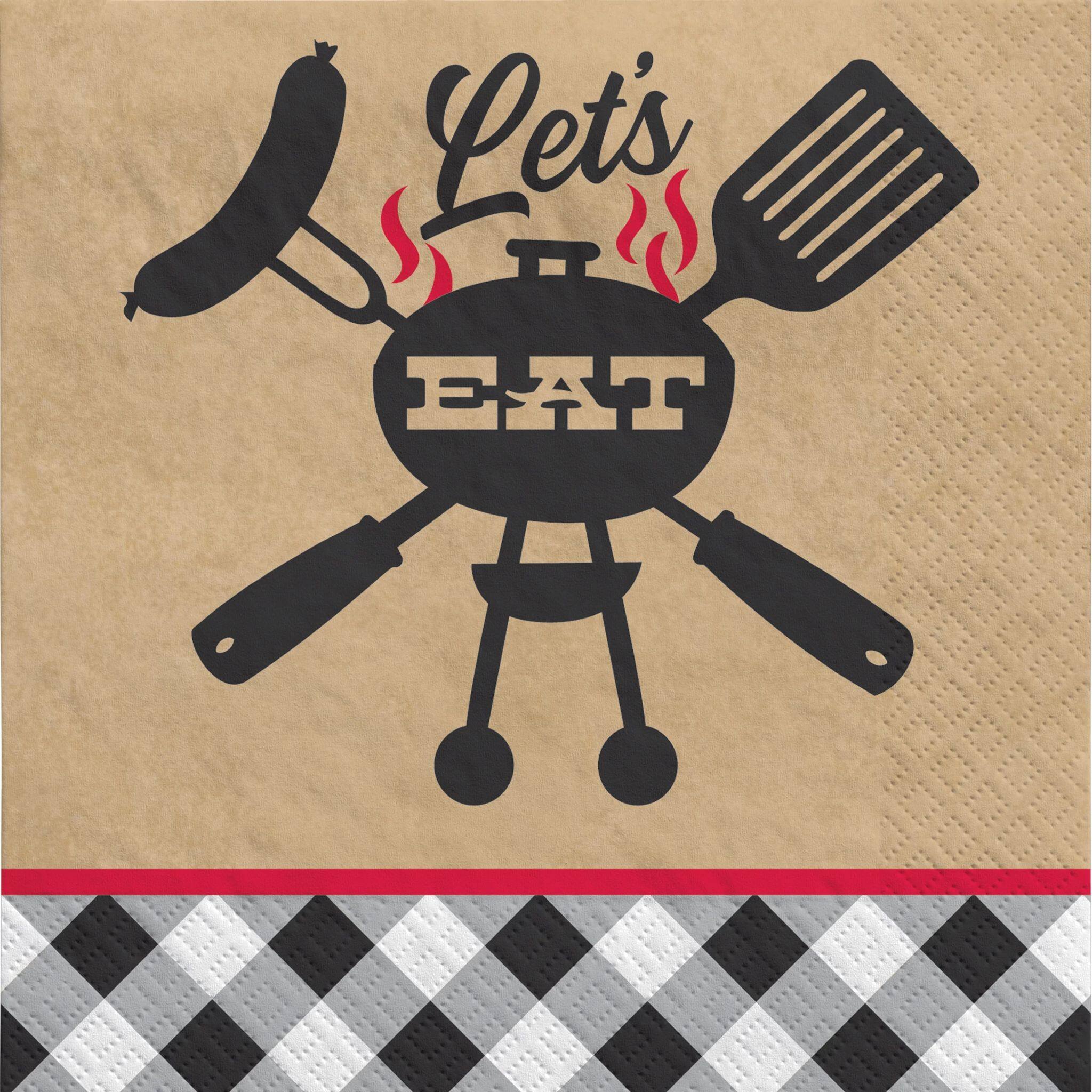 Let's Eat Black Gingham Paper Lunch Napkins, 80ct.