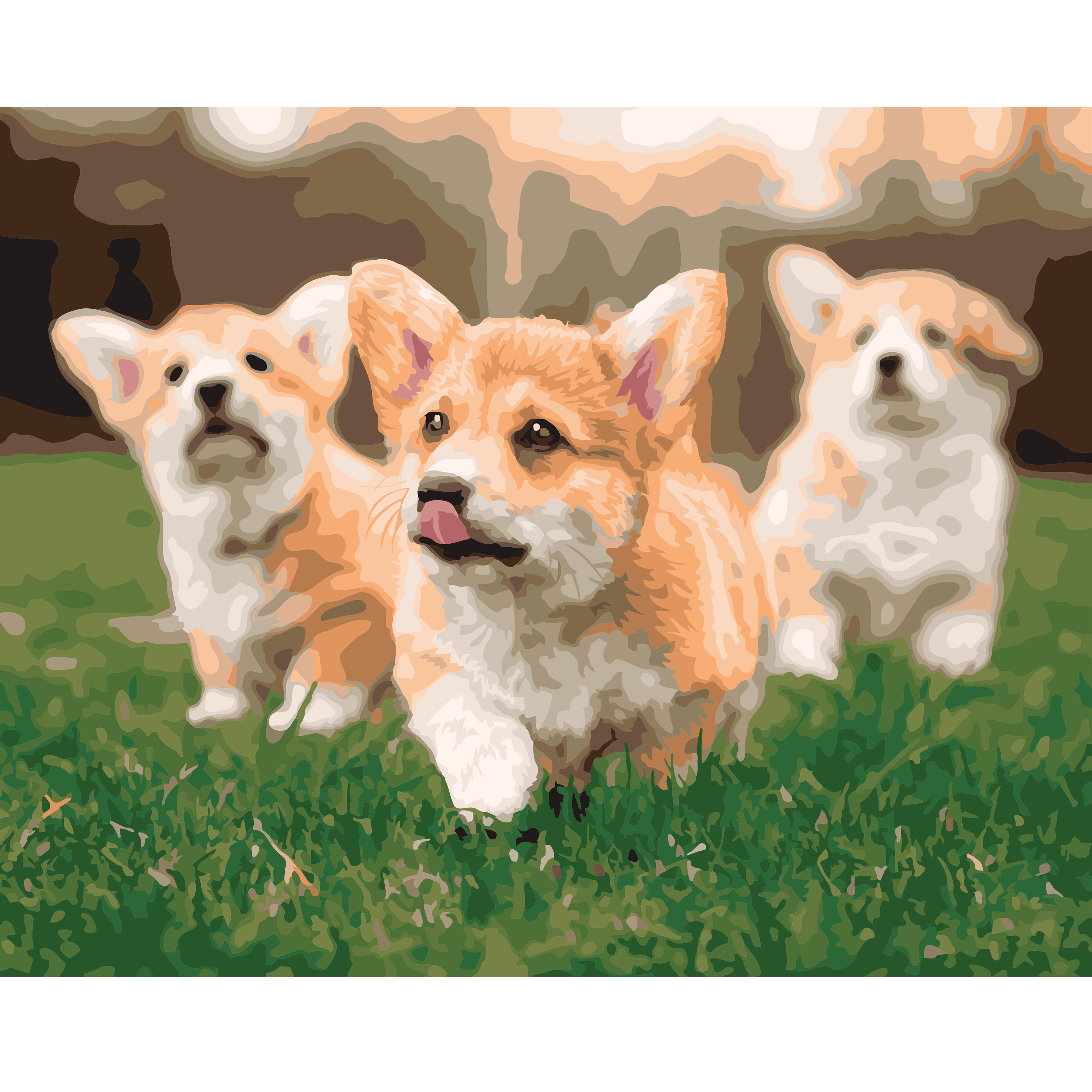 20&#x22; x 16&#x22; Puppies Paint-by-Number Kit with Wood Display Hanger by Artist&#x27;s Loft&#xAE;