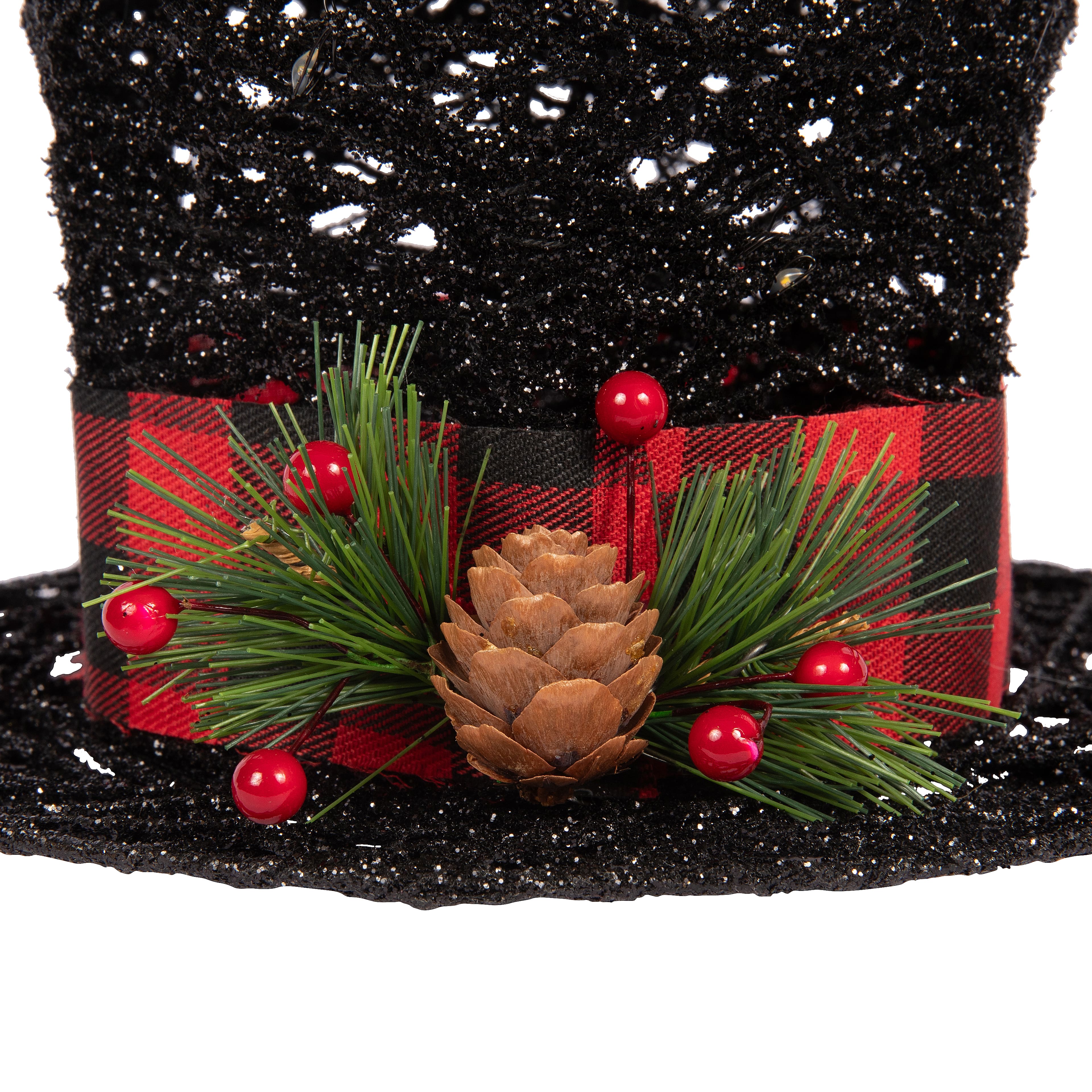 7&#x22; Black Glitter Top Hat LED Tree Topper by Ashland&#xAE;