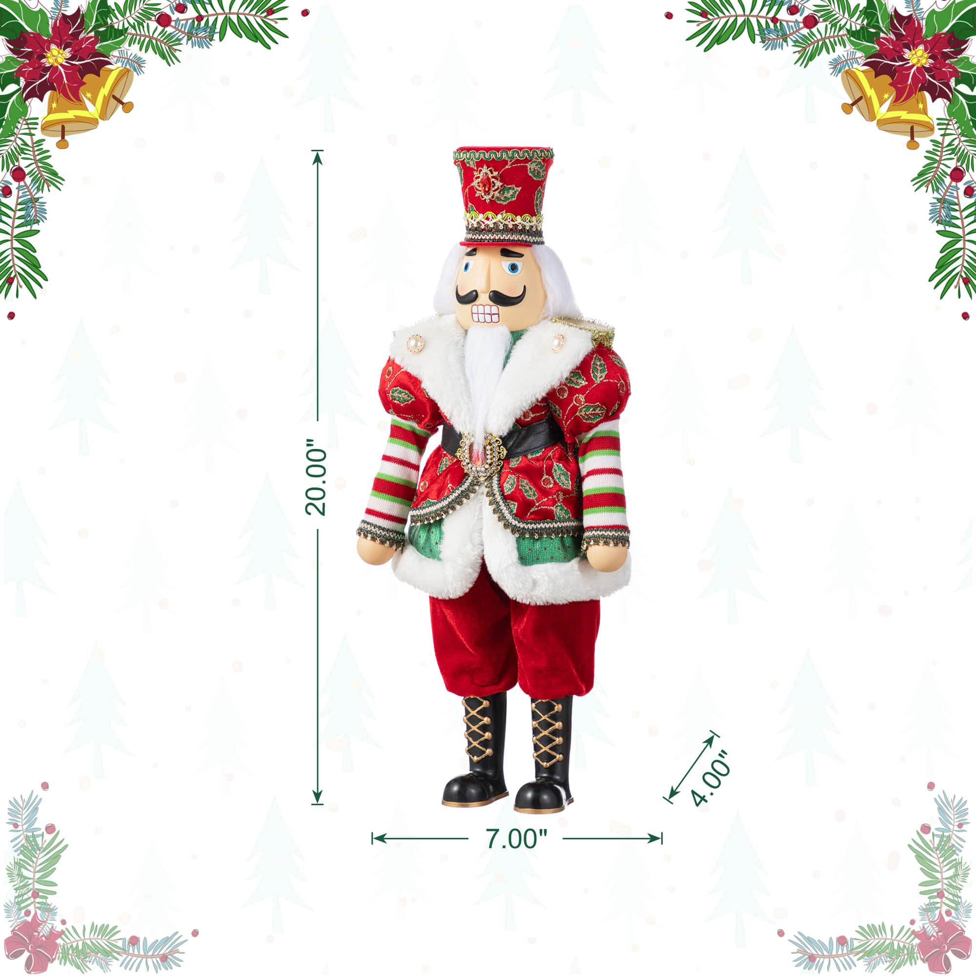 Glitzhome&#xAE; 20&#x22;H Faux Fur Christmas Nutcracker Figurine
