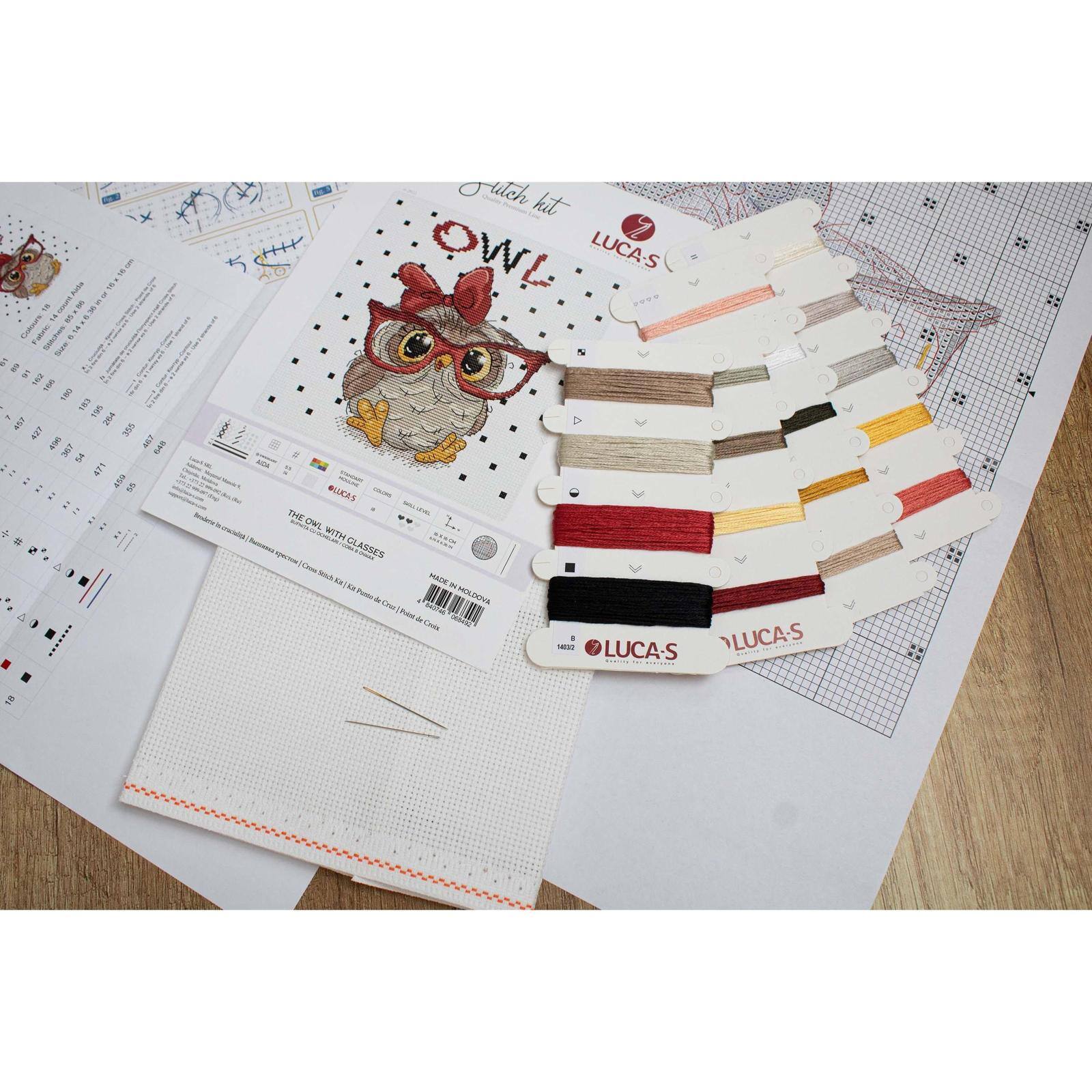 Luca-S The Owl with Glasses Counted Cross Stitch Kit