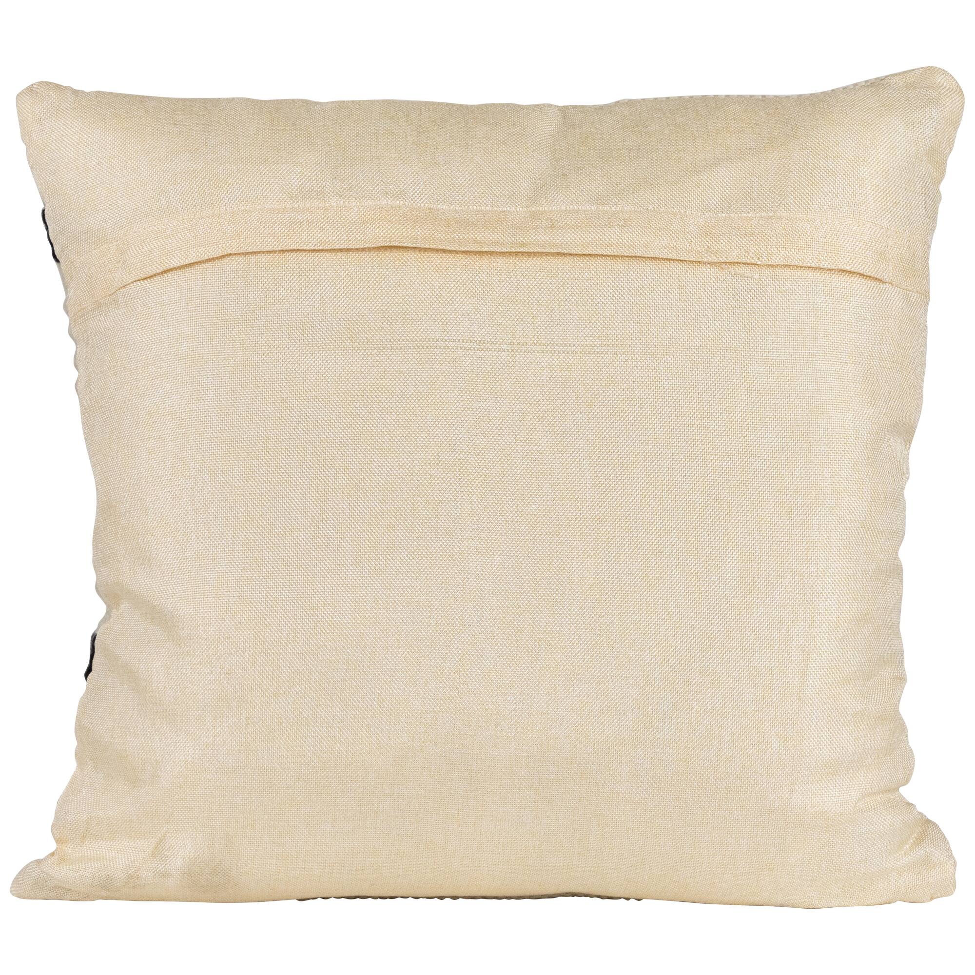 White & Black Outdoor Handloom Woven Square Cushion