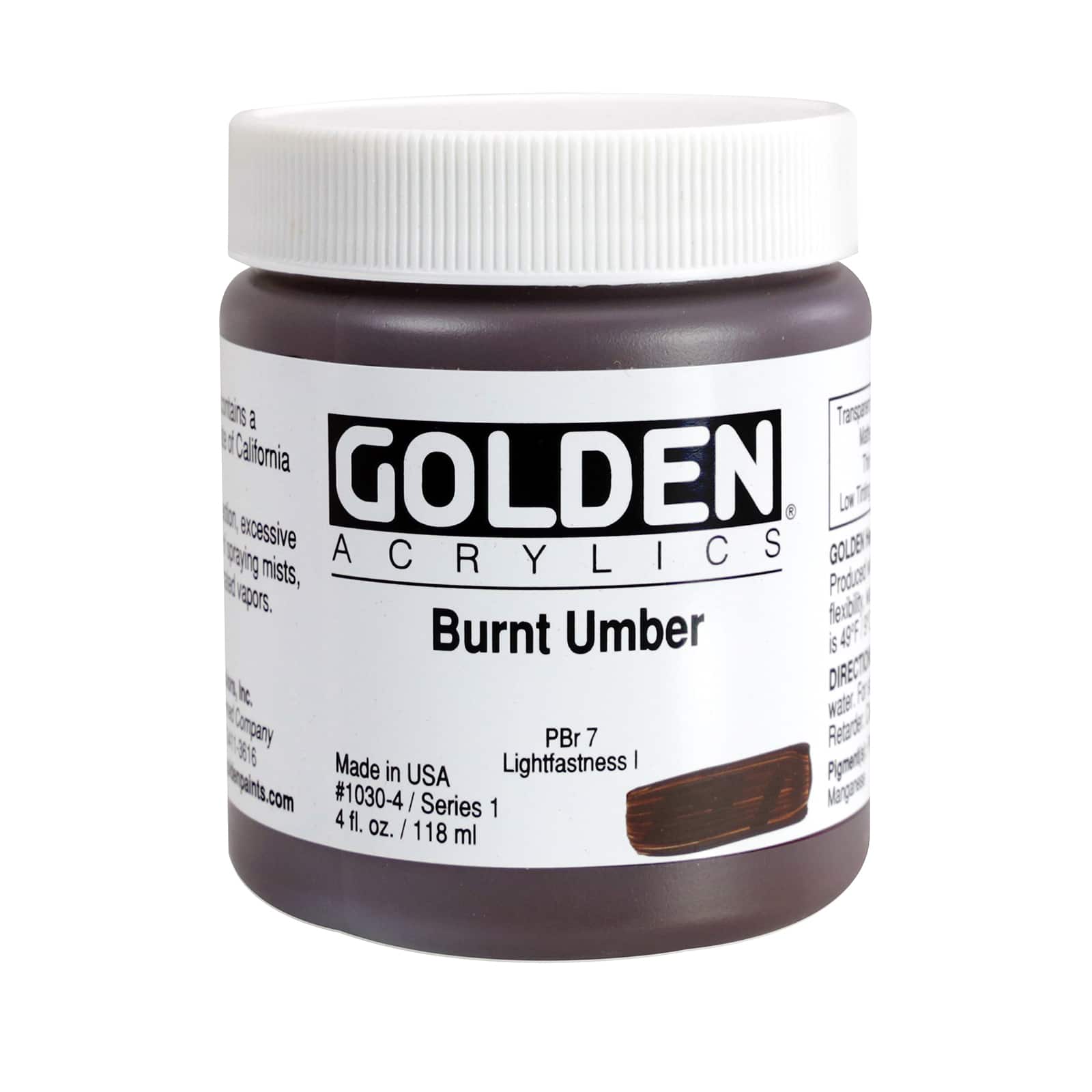 Golden Heavy Body Acrylics, 4 oz Paint in Burnt Umber