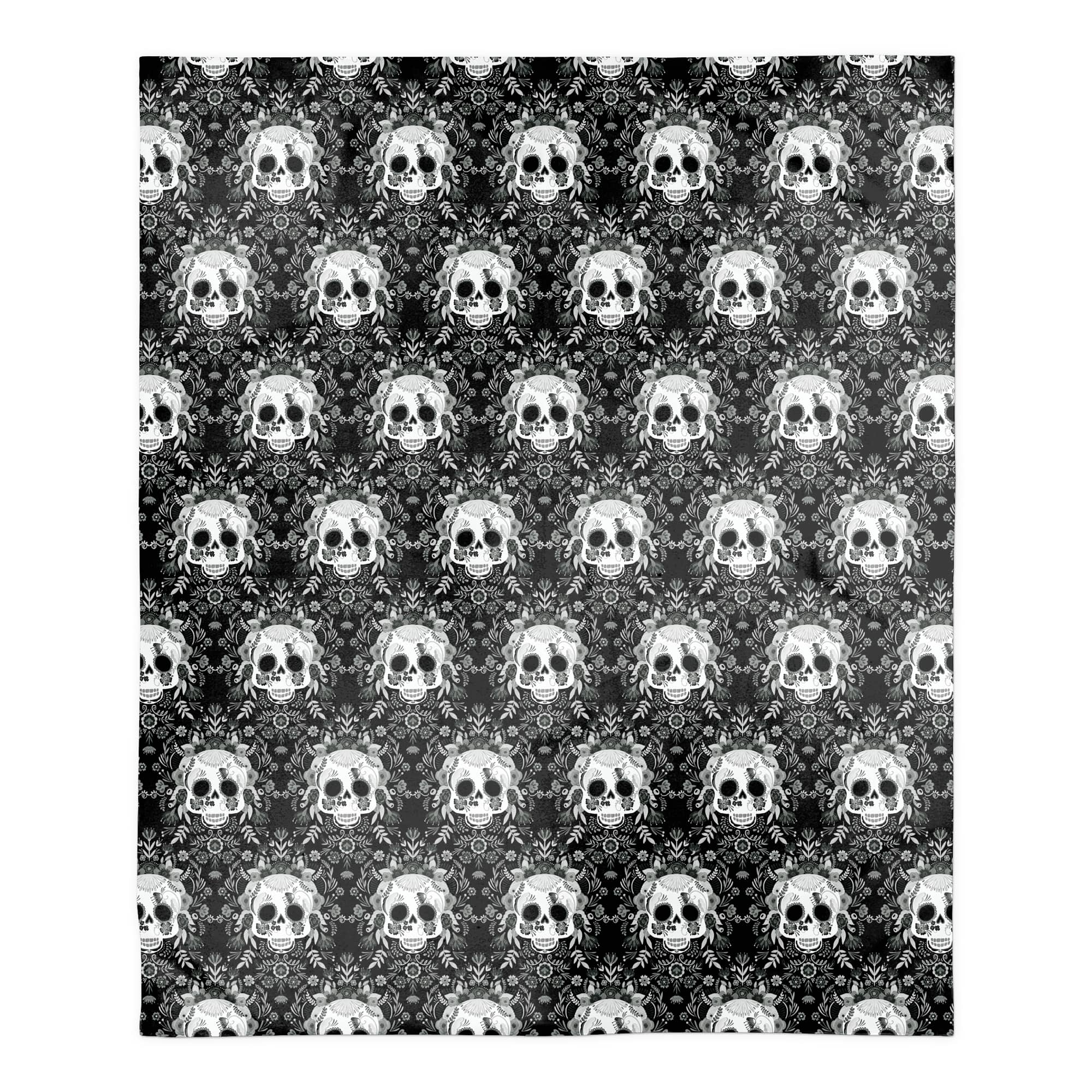Sugar Skull Pattern 50&#x22; x 60&#x22; Sherpa Fleece Blanket