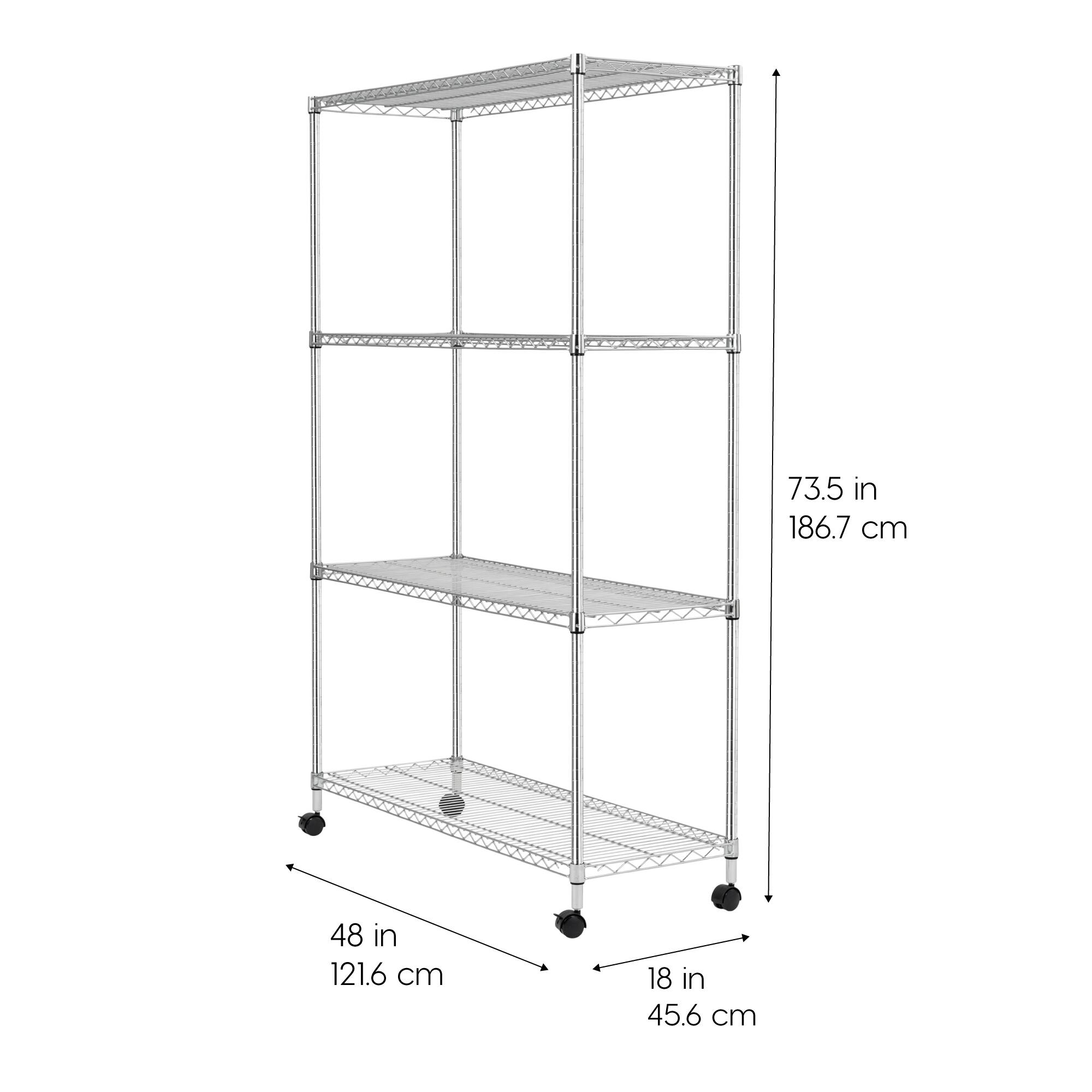 Iris&#xAE; 73.5&#x22; Silver 4-Tier Rolling Wire Rack Shelf