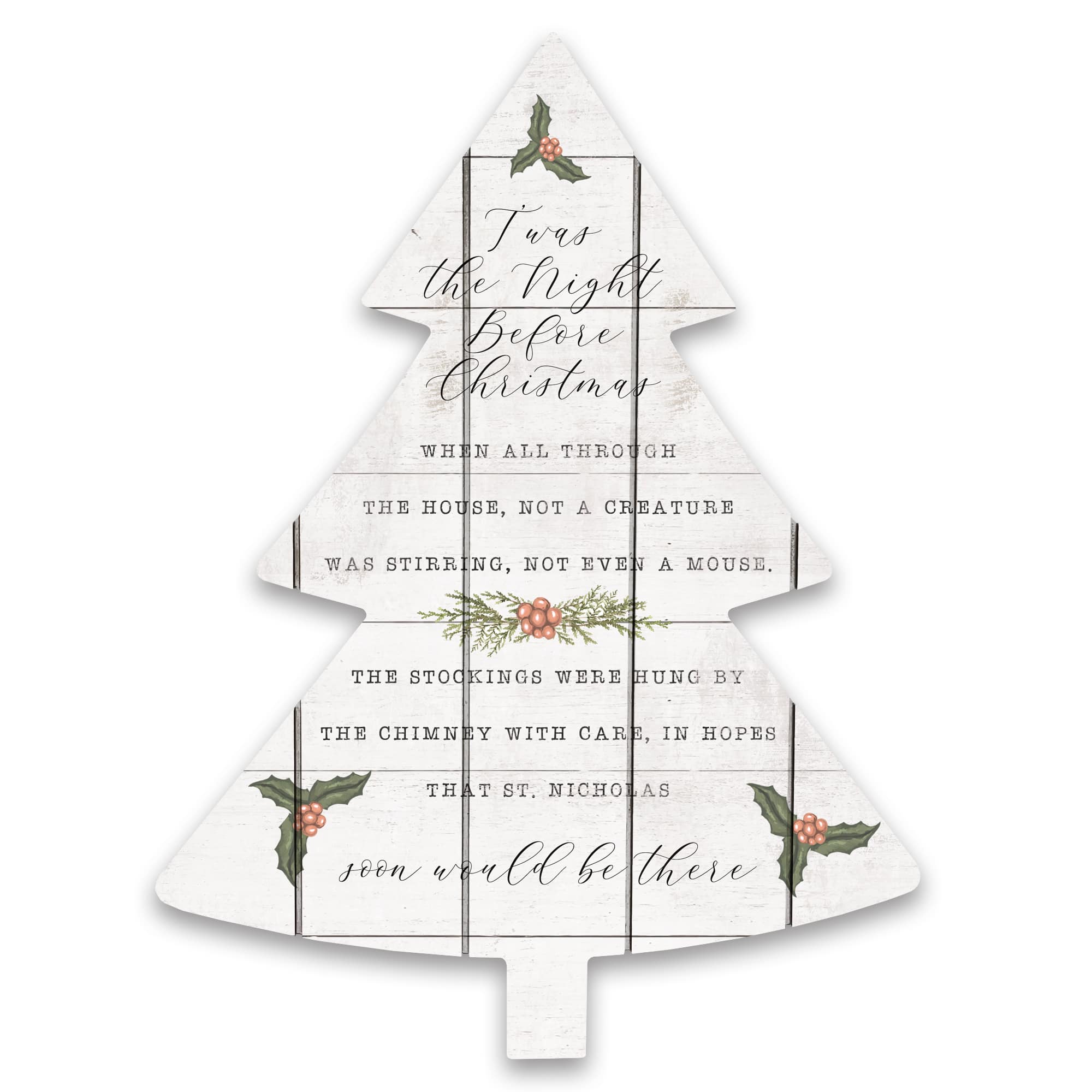 Twas the Night Before Christmas Tree Shaped Pallet Wood Wall Art