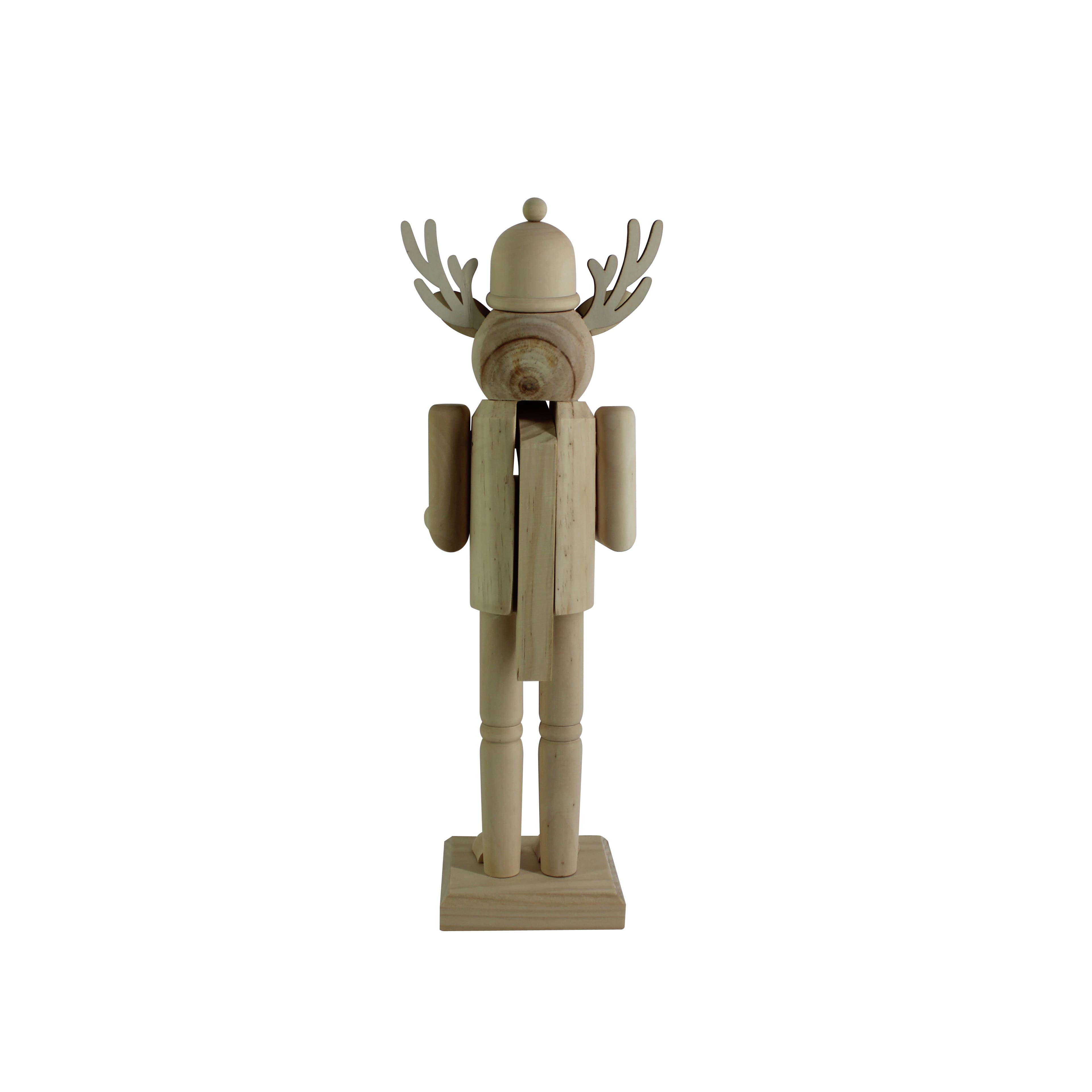 14&#x22; Reindeer with Gift DIY Pinewood Nutcracker by Make Market&#xAE;