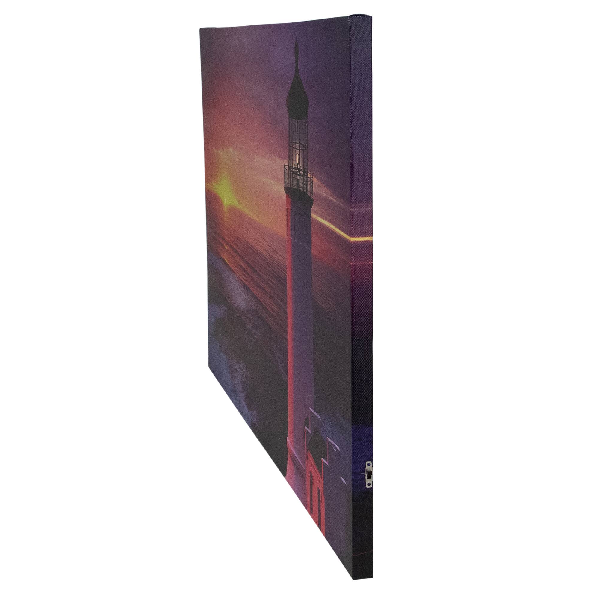 LED Sunset Lighthouse Scene Canvas Wall Art