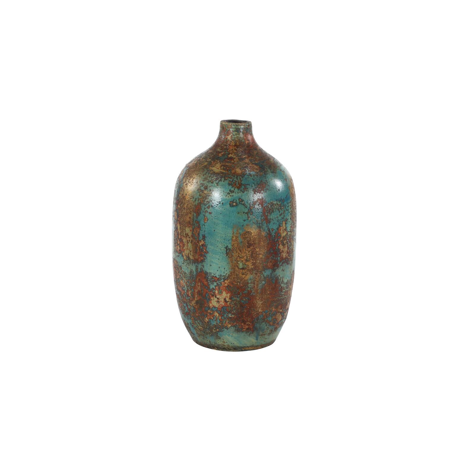 16&#x22; Blue Ceramic Rustic Vase
