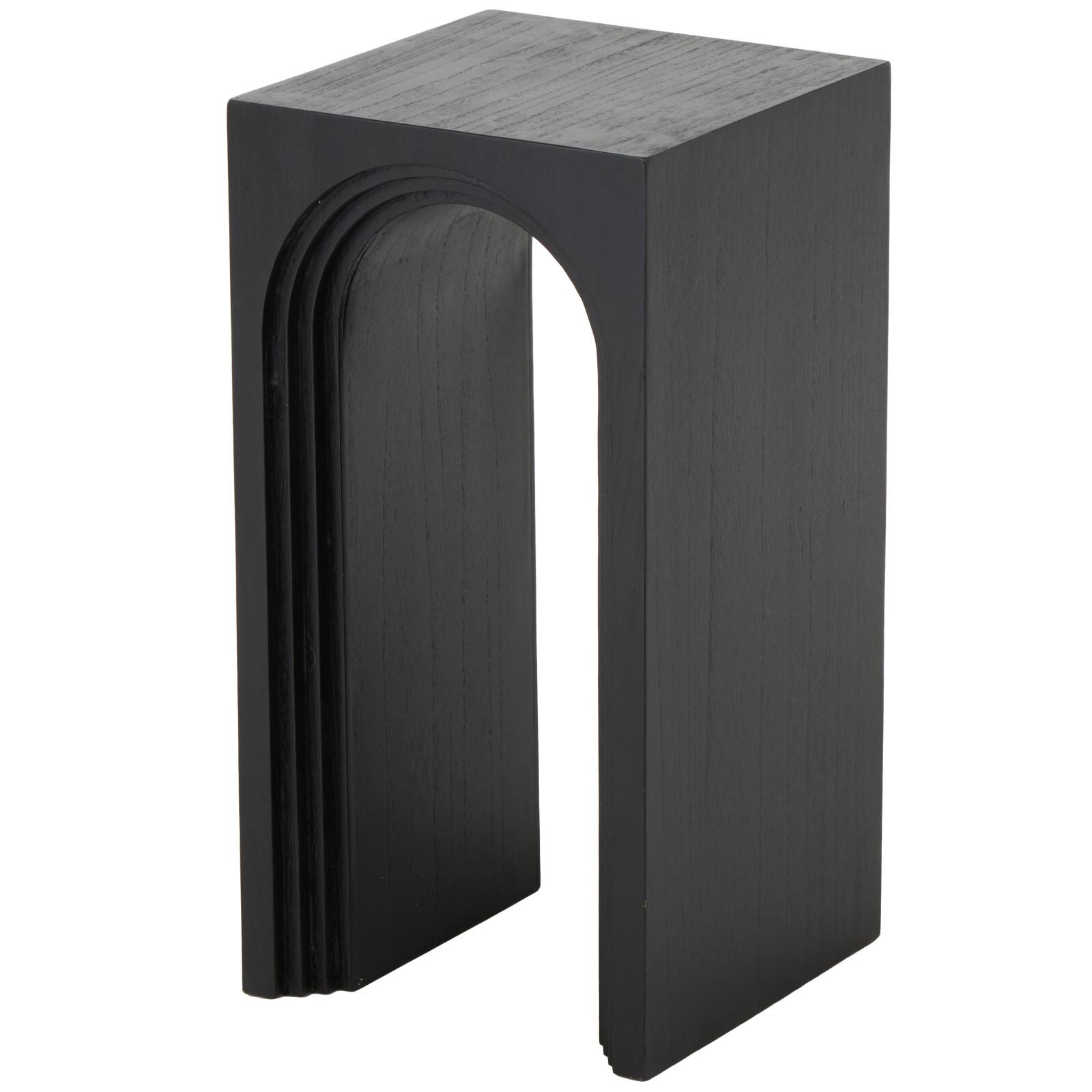 12" x 24" Black Wood Cutout Arch Side End Accent Table