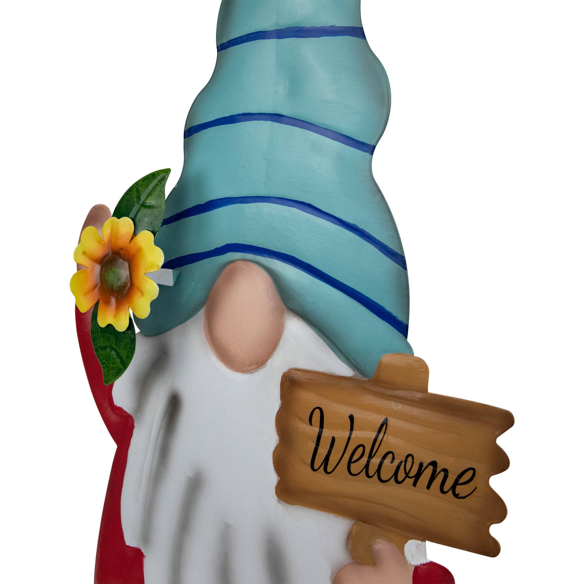 22" Red Welcome Gnome Outdoor Garden Stake