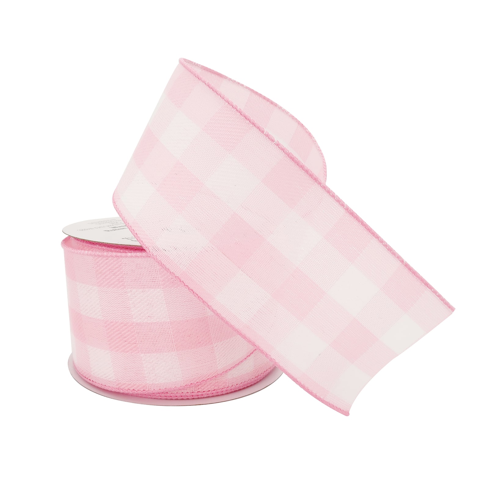 2.5" x 25ft. Light Pink Buffalo Check Wired Ribbon by Celebrate It™ Décor