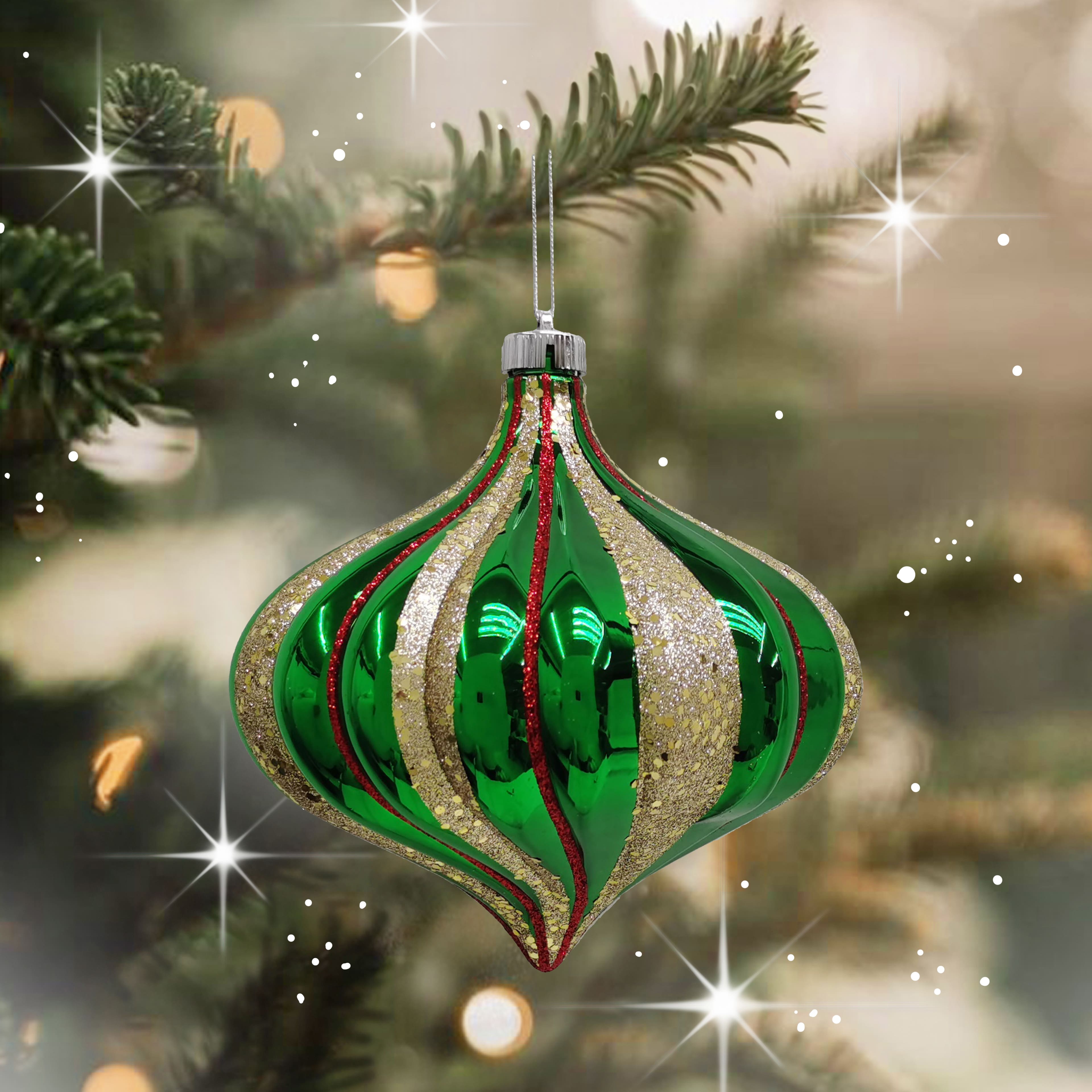 8.25" Green & Gold Glitter Jumbo Onion Ornament by Ashland®