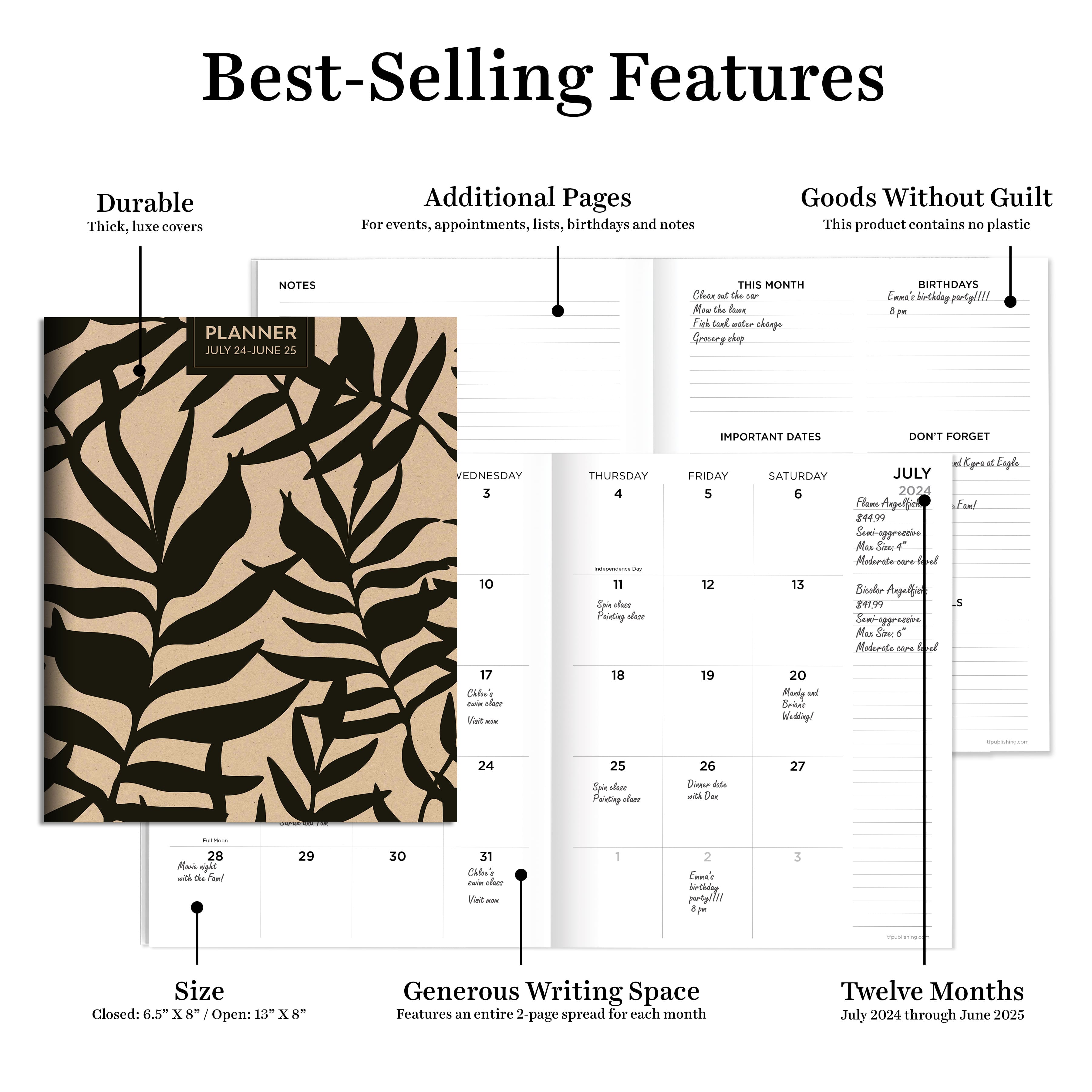 TF Publishing 2024-2025 Medium Natural Foliage Monthly Planner