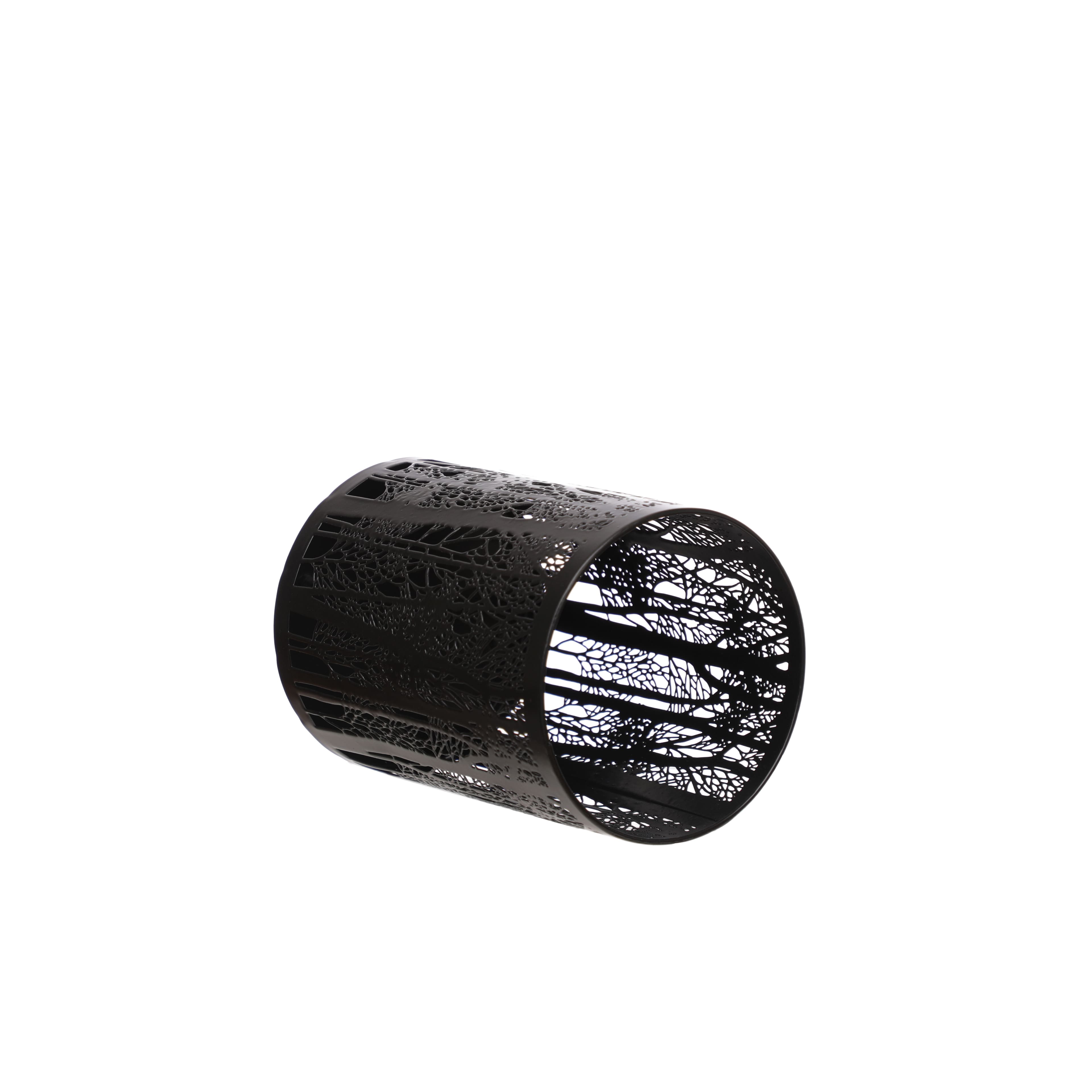 7&#x22; Black Winter Forest Metal Hurricane Pillar Candle Holder by Ashland&#xAE;