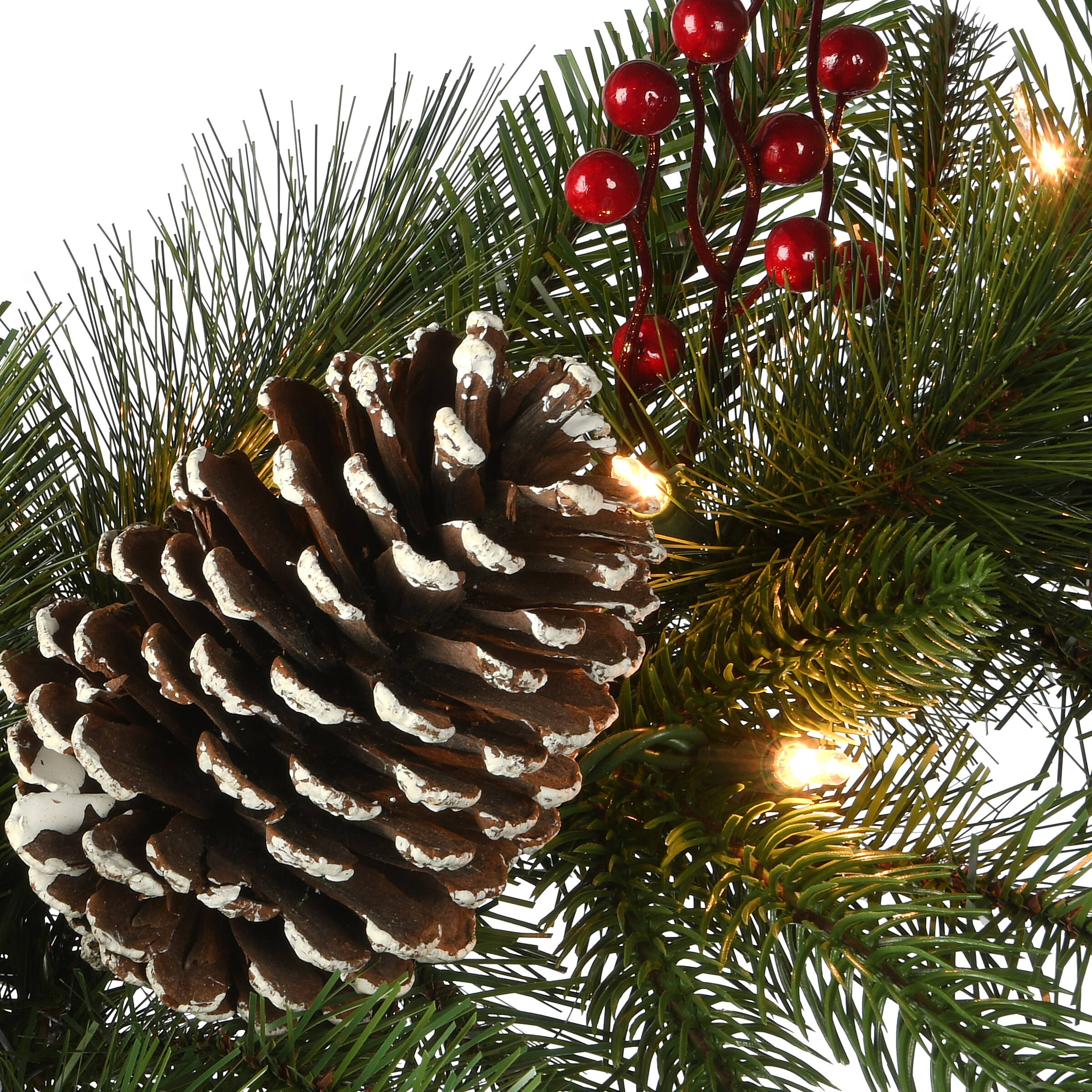 9ft. Bristle Berry Pine Garland With Battery Operated LED Lights