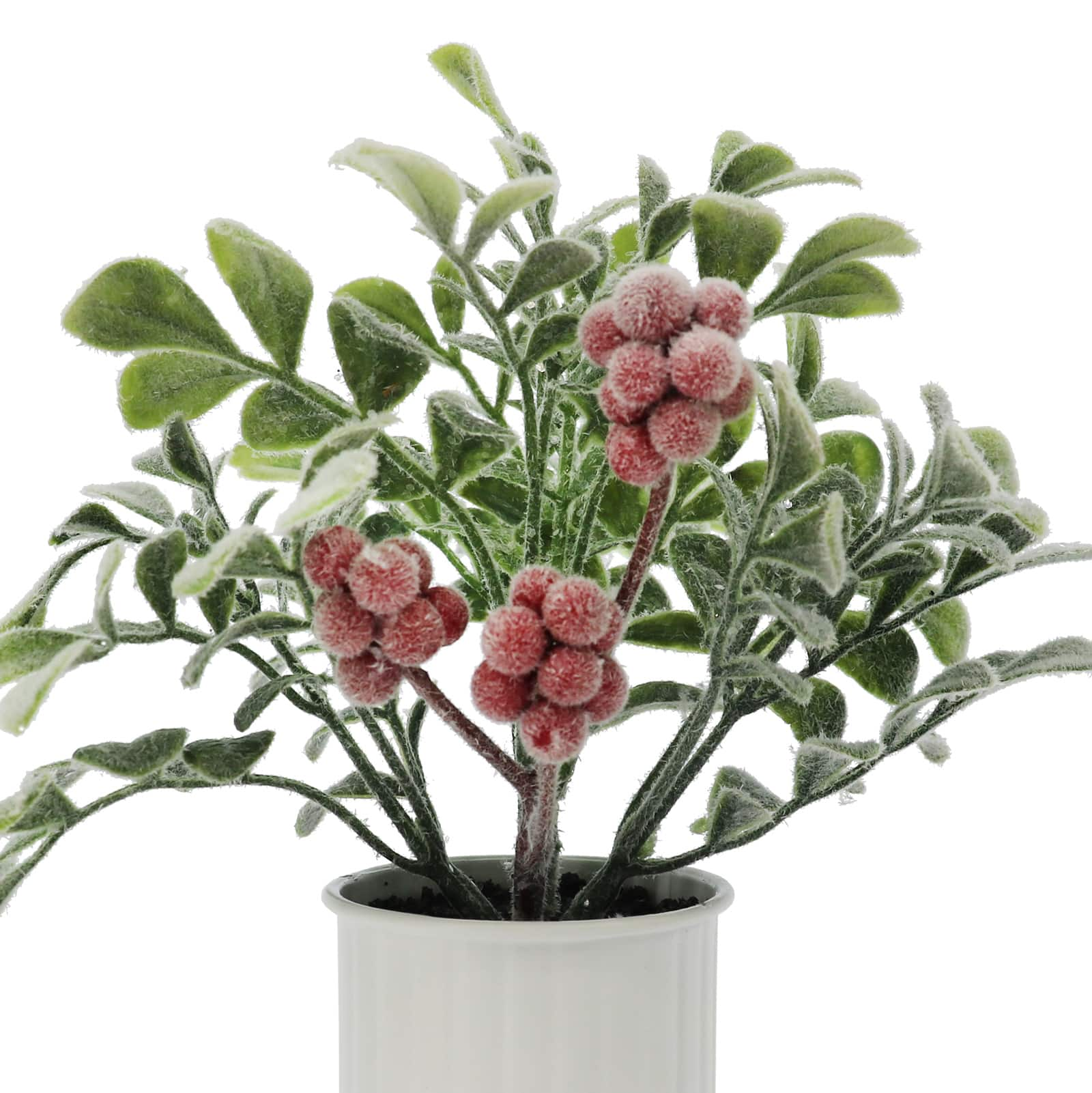 7&#x22; Flocked Boxwood &#x26; Berry Arrangement in White Pot by Ashland&#xAE;