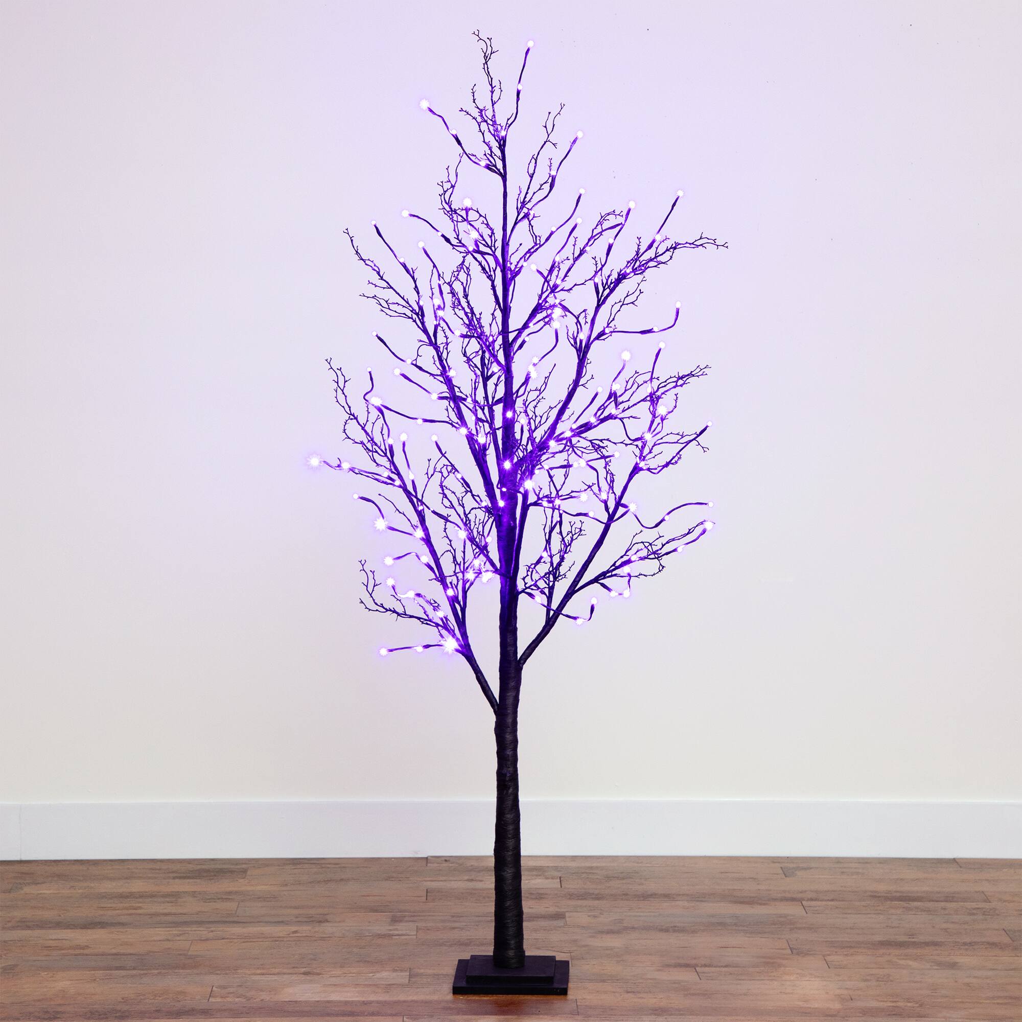 6ft. Pre-Lit LED Black Twig Artificial Halloween Tree