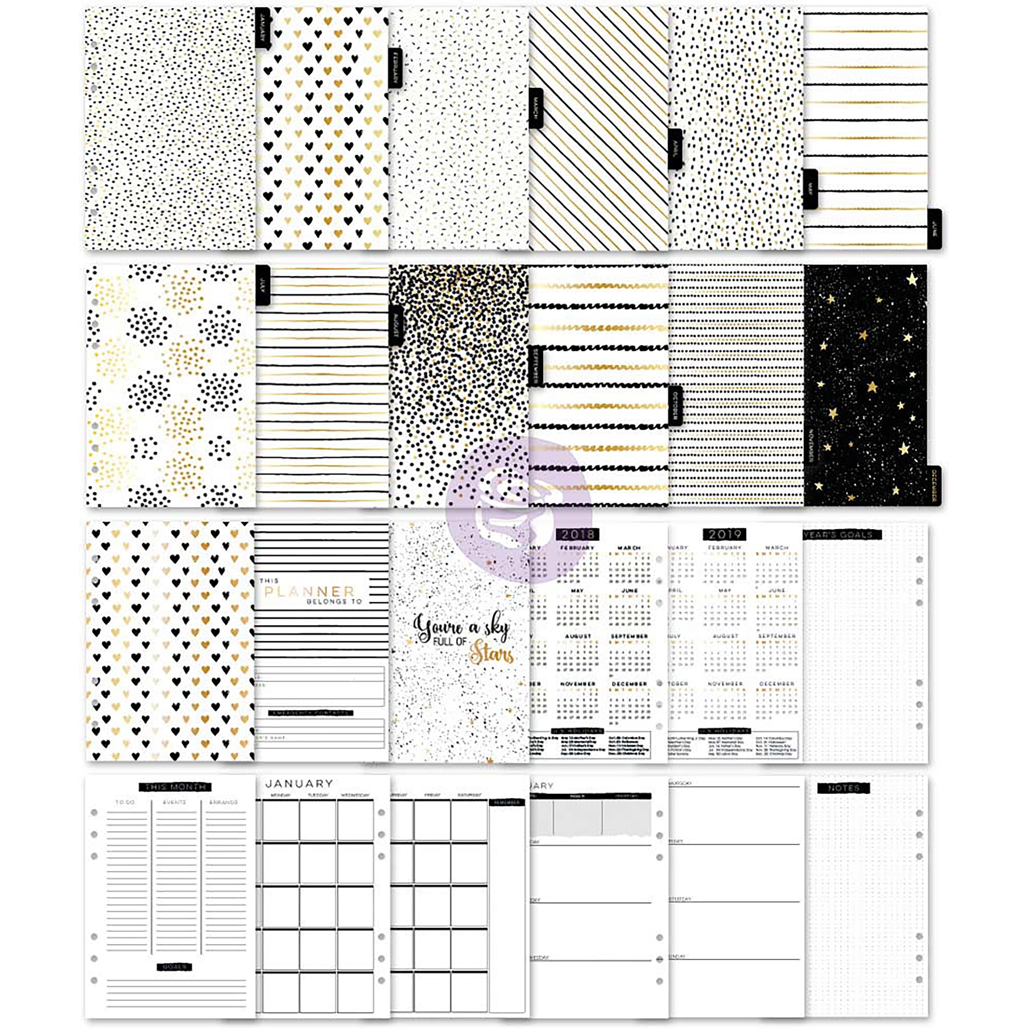 A5 WO1P GOLD Edge/white Dated Planner Inserts Refill 