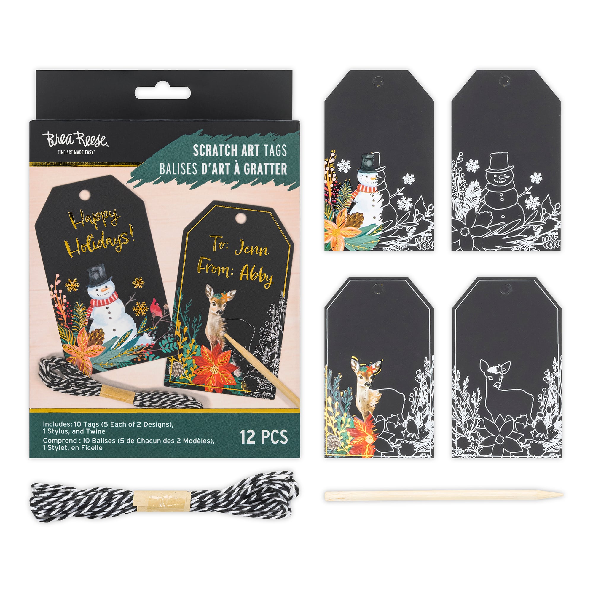 Brea Reese&#x2122; Holiday Woodland Scratch Art Tags
