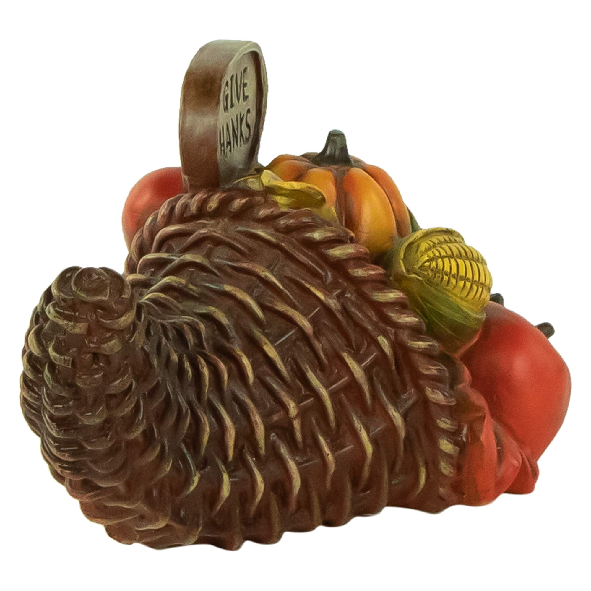 8.5&#x22; Fall Harvest &#x22;Give Thanks&#x22; Cornucopia Decoration