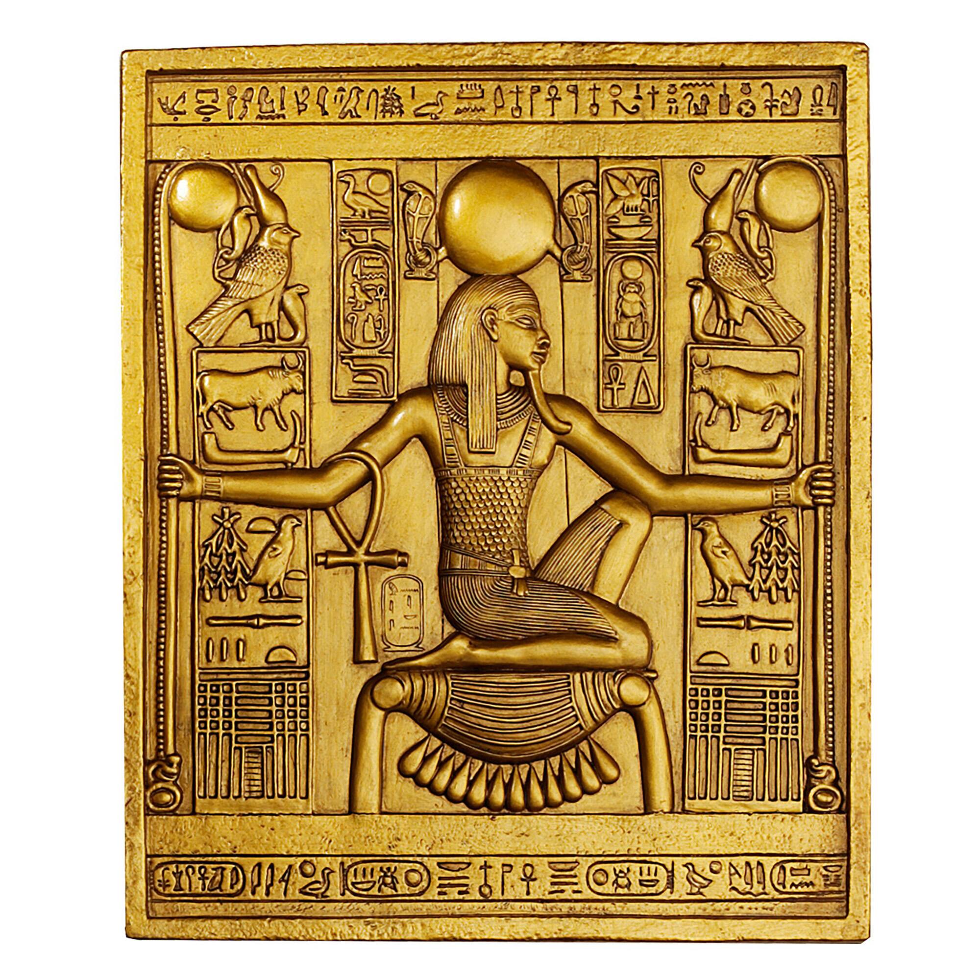 Design Toscano 10&#x22; Egyptian Temple Stele Tutankhamen Plaque