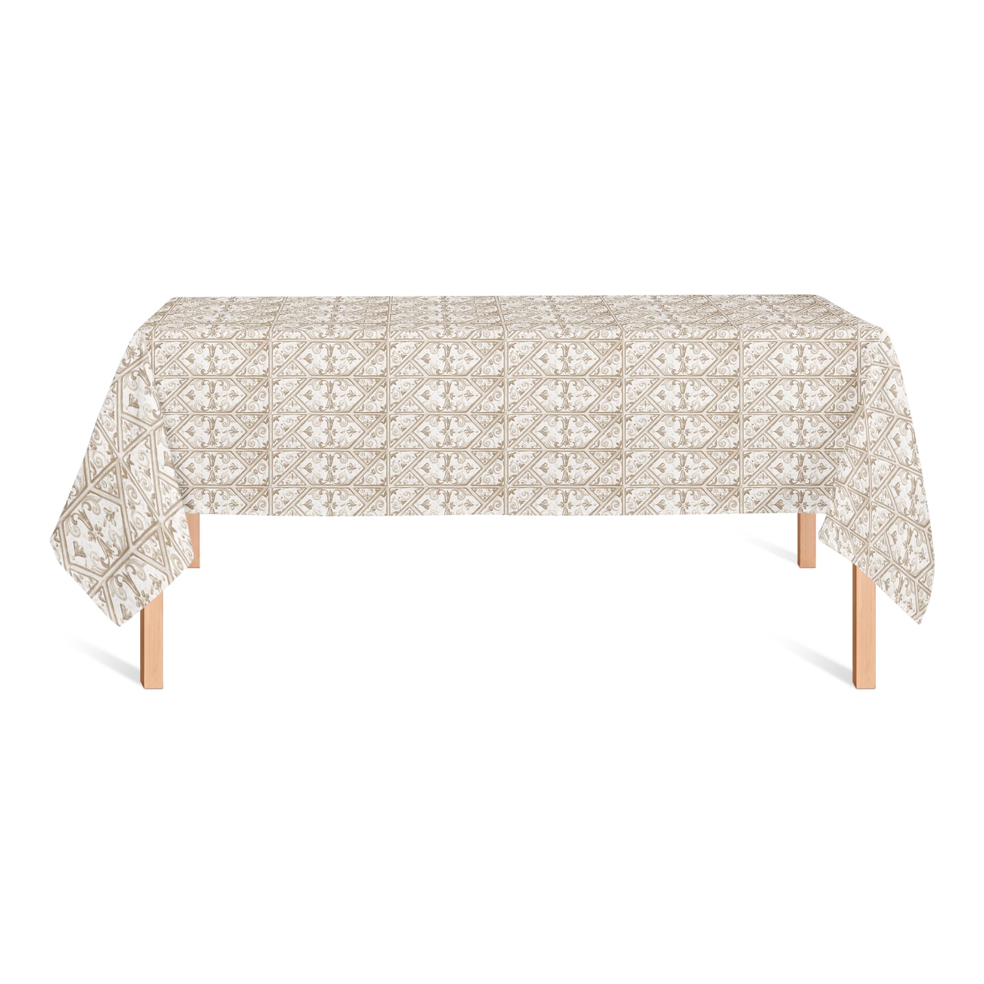 102&#x22; Regal Cream Pattern Tablecloth