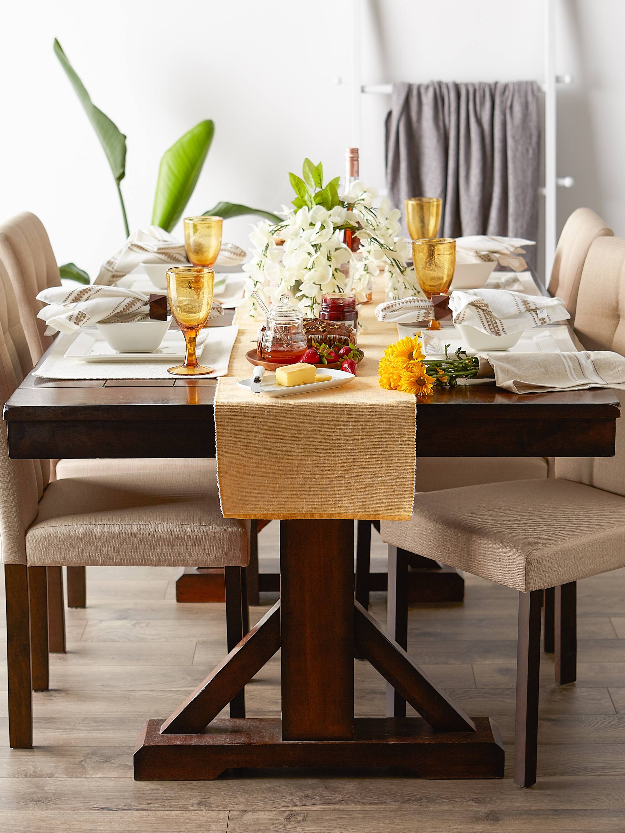 DII&#xAE; 72&#x22; Chambray Ribbed Cotton Table Runner