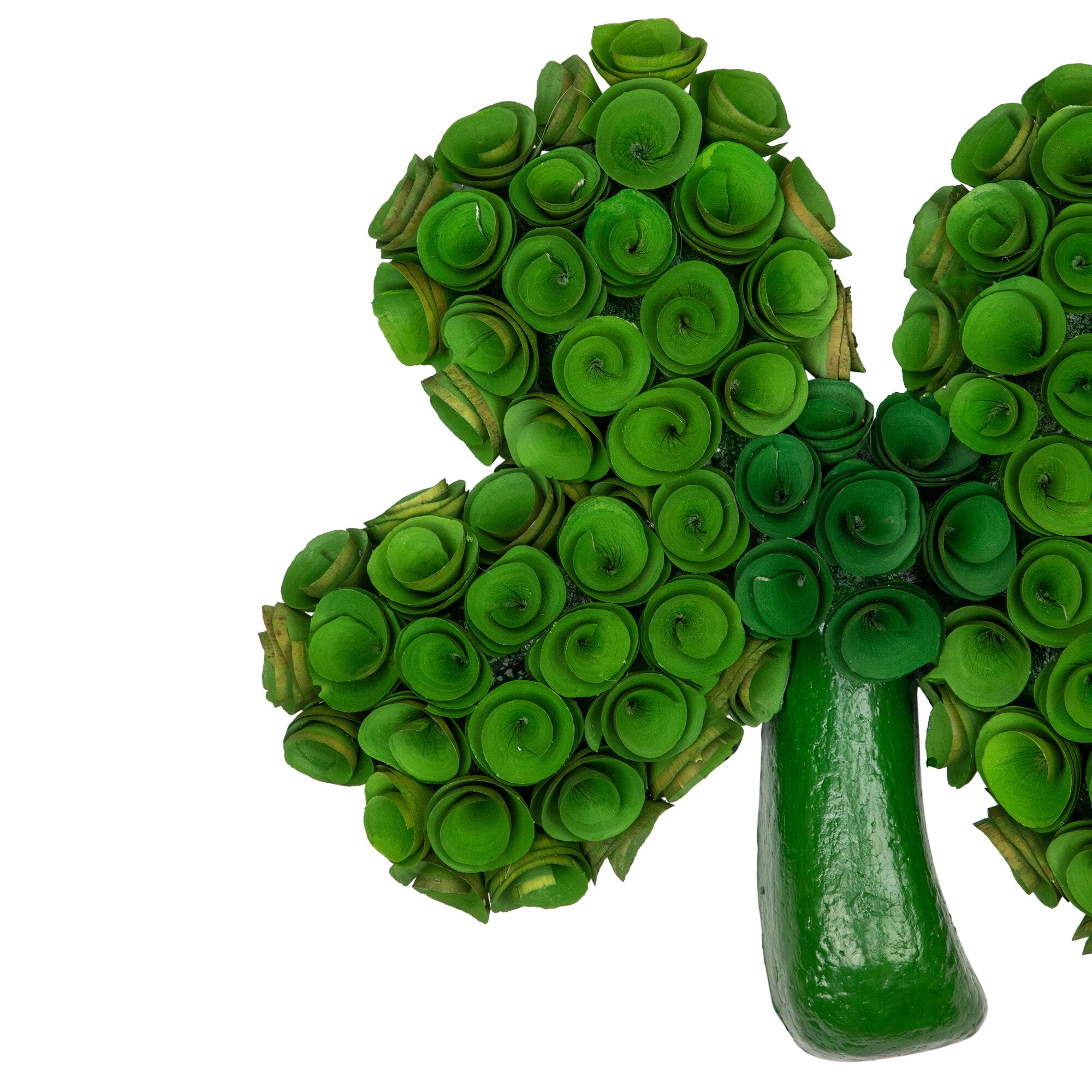 14.5" Green Four Leaf Clover Wood Floral Decoration