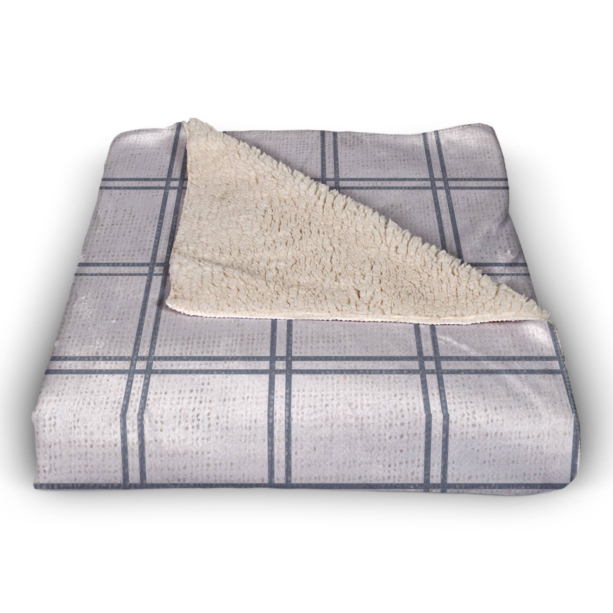 Slate Windowpane Sherpa Fleece Blanket