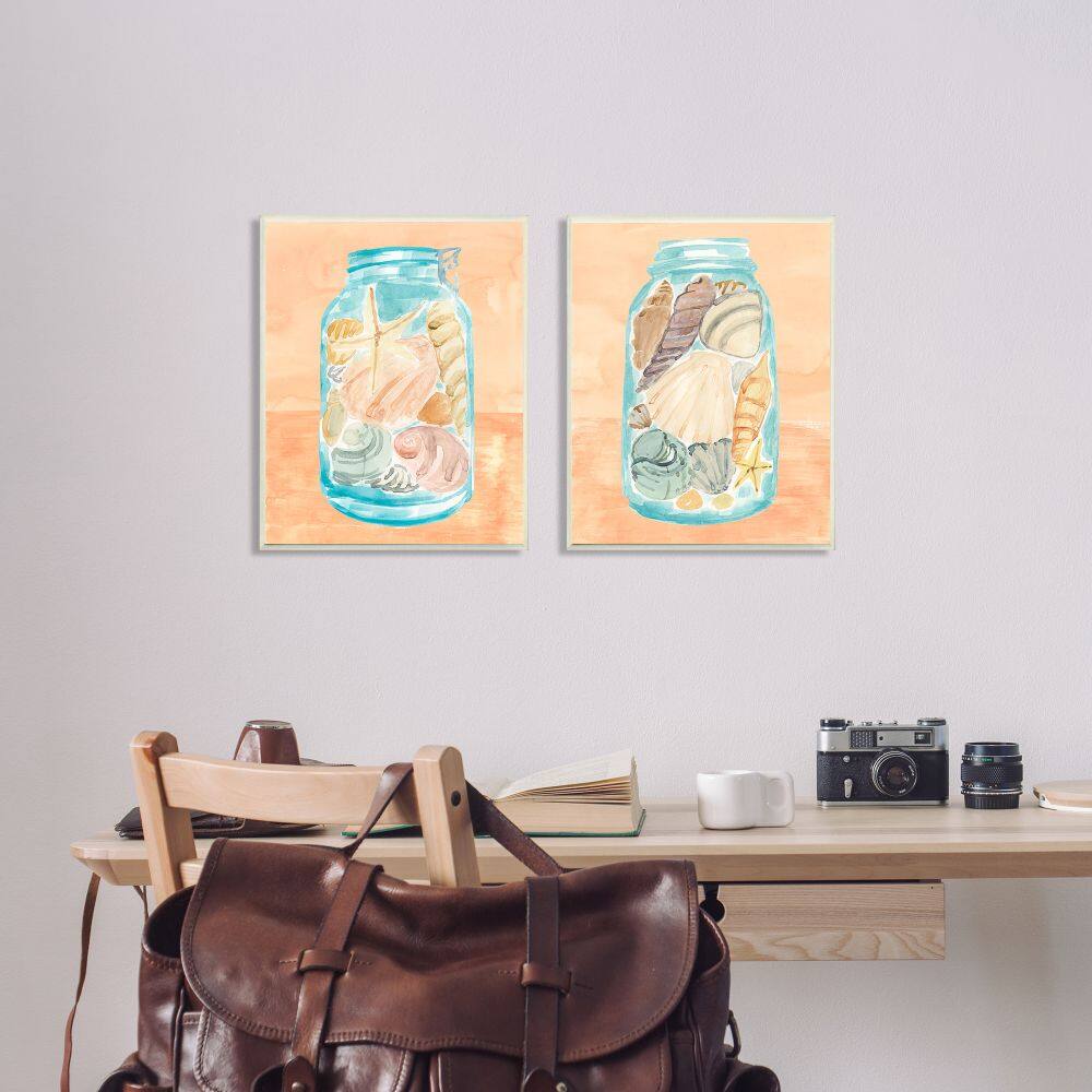 Stupell Industries Sea Shells In Jar Gray Framed Wall Art Set