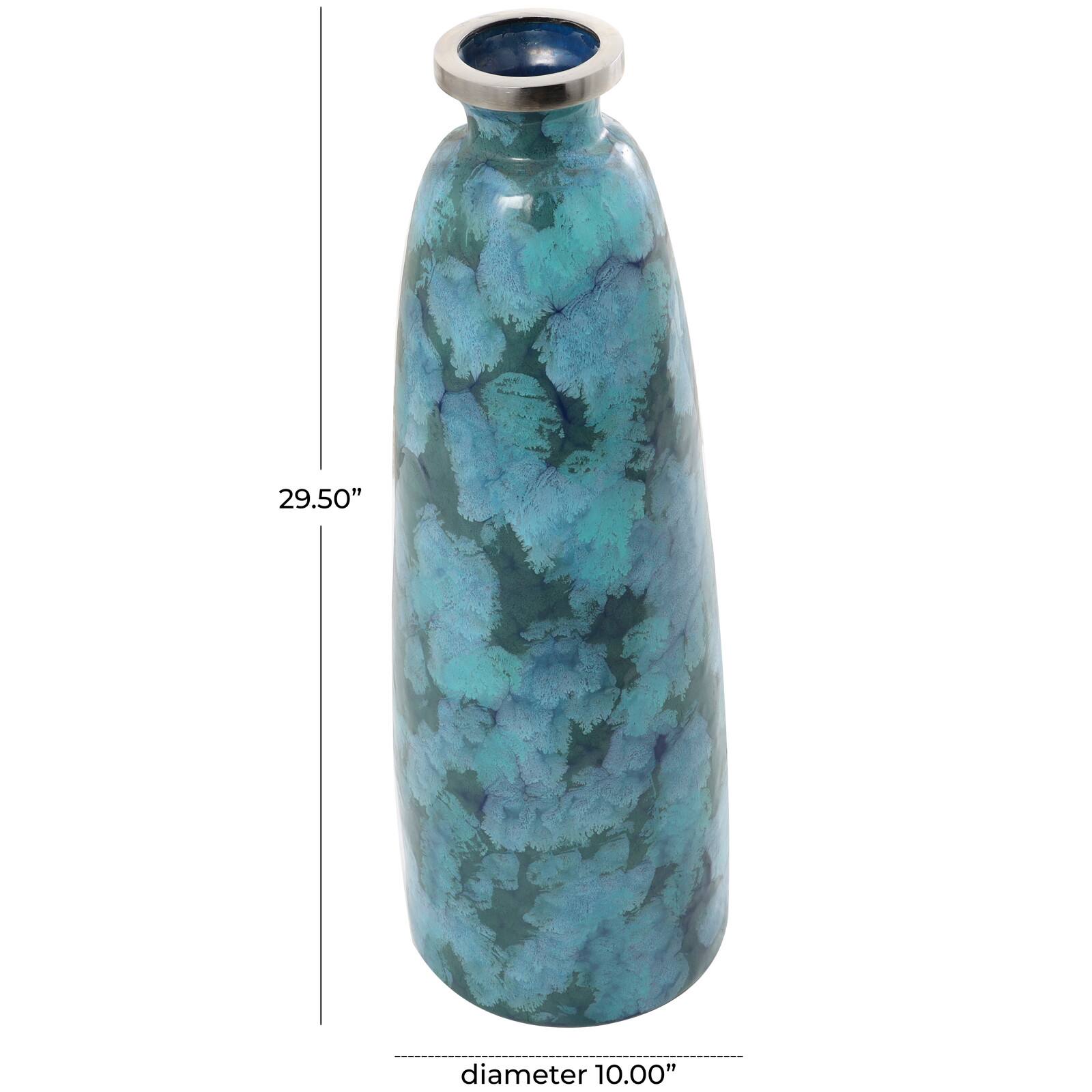 30&#x22; Teal Glass Handmade Vase