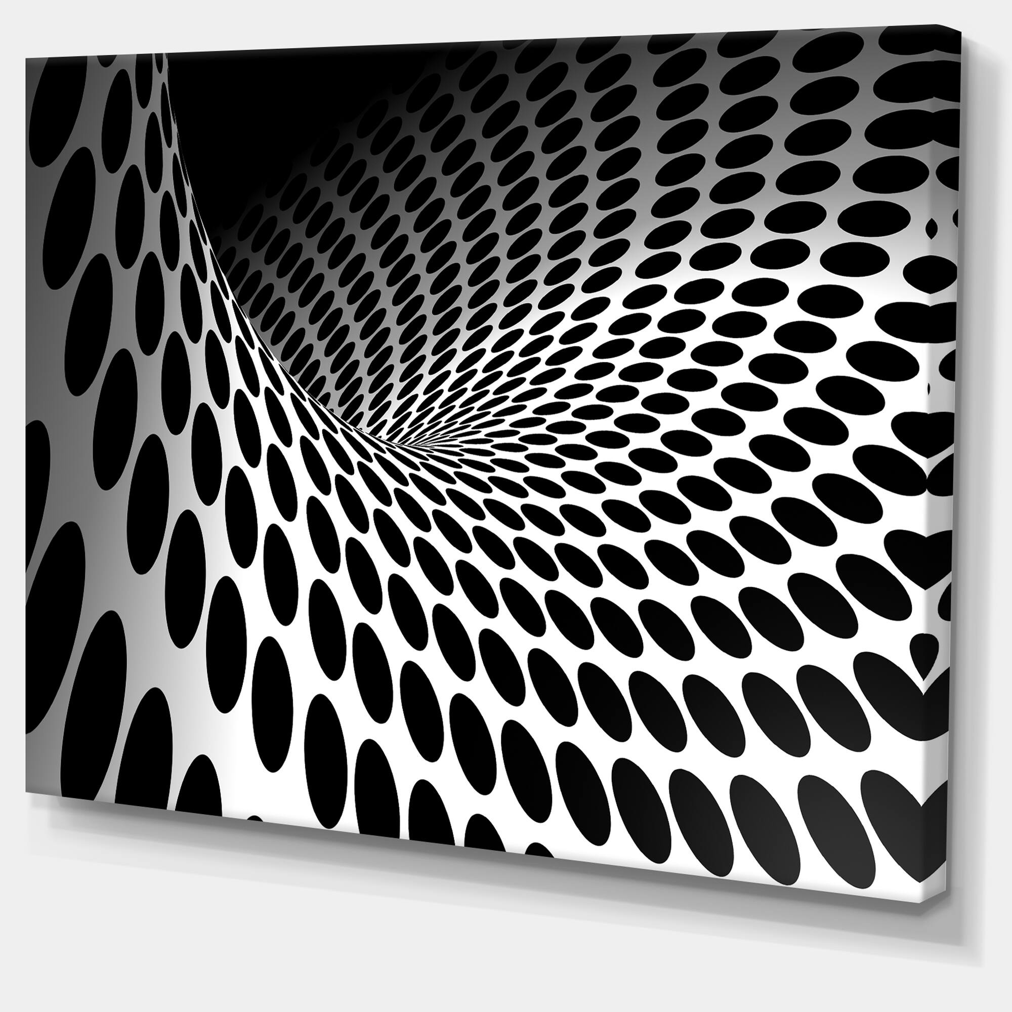 Designart - Waves and Circles Black n’ White - Contemporary Canvas Art Print