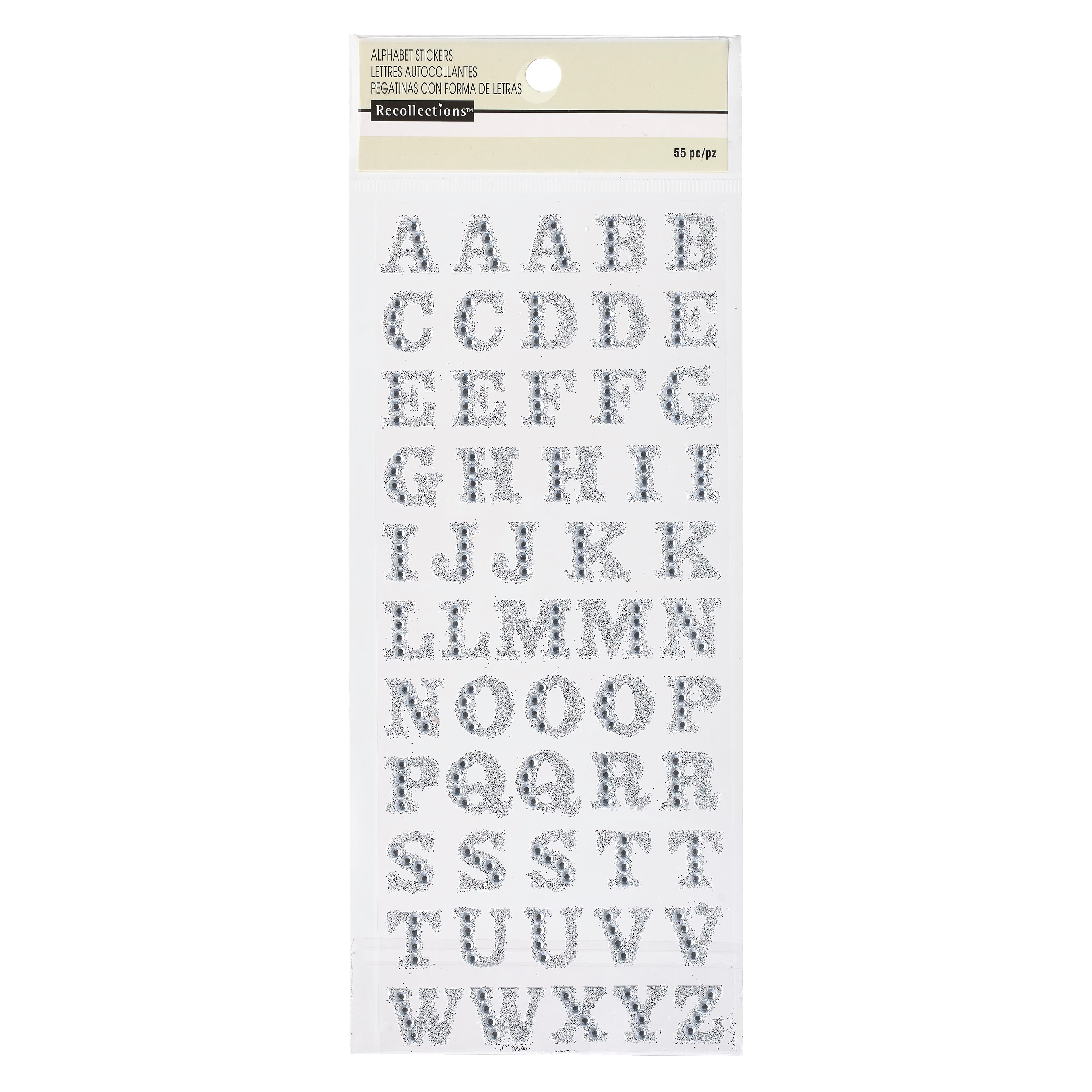 12 Packs: 55 ct. (660 total) Glitter Rhinestone Alphabet Stickers by Recollections&#x2122;