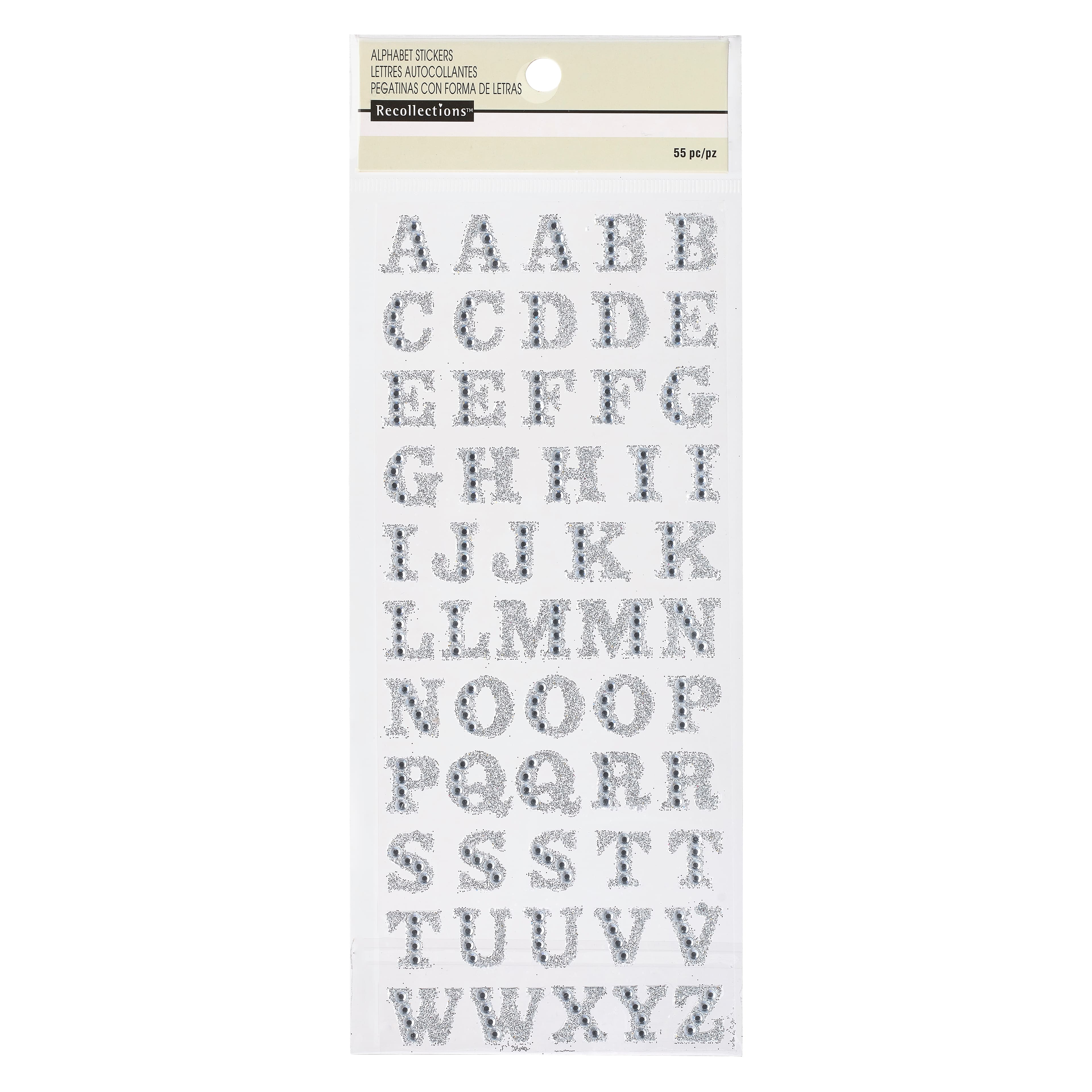12 Packs: 55 ct. (660 total) Glitter Rhinestone Alphabet Stickers by Recollections™