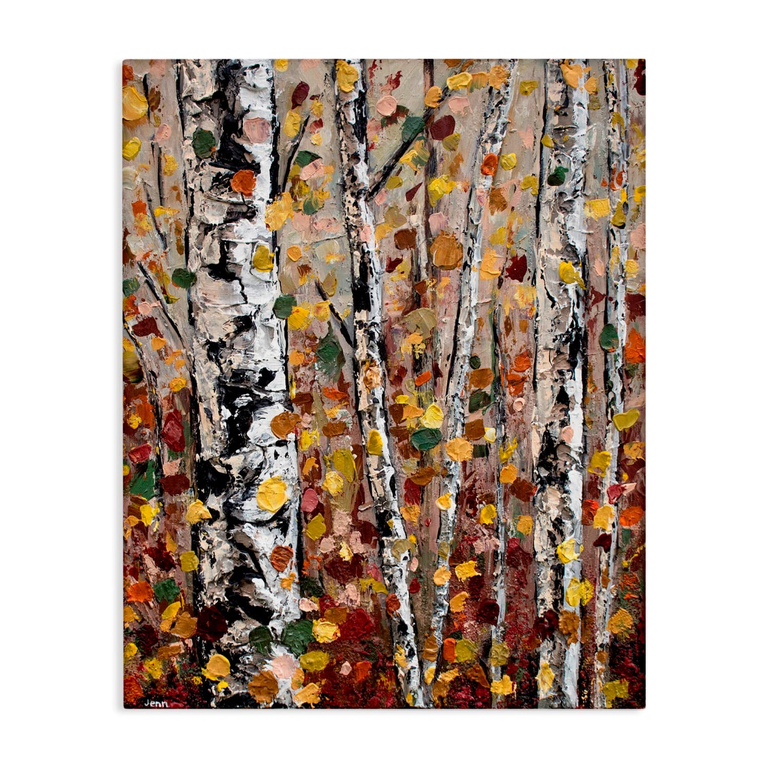 Stupell Industries Autumn Birch Trees Abstract Leaves Canvas Wall Art