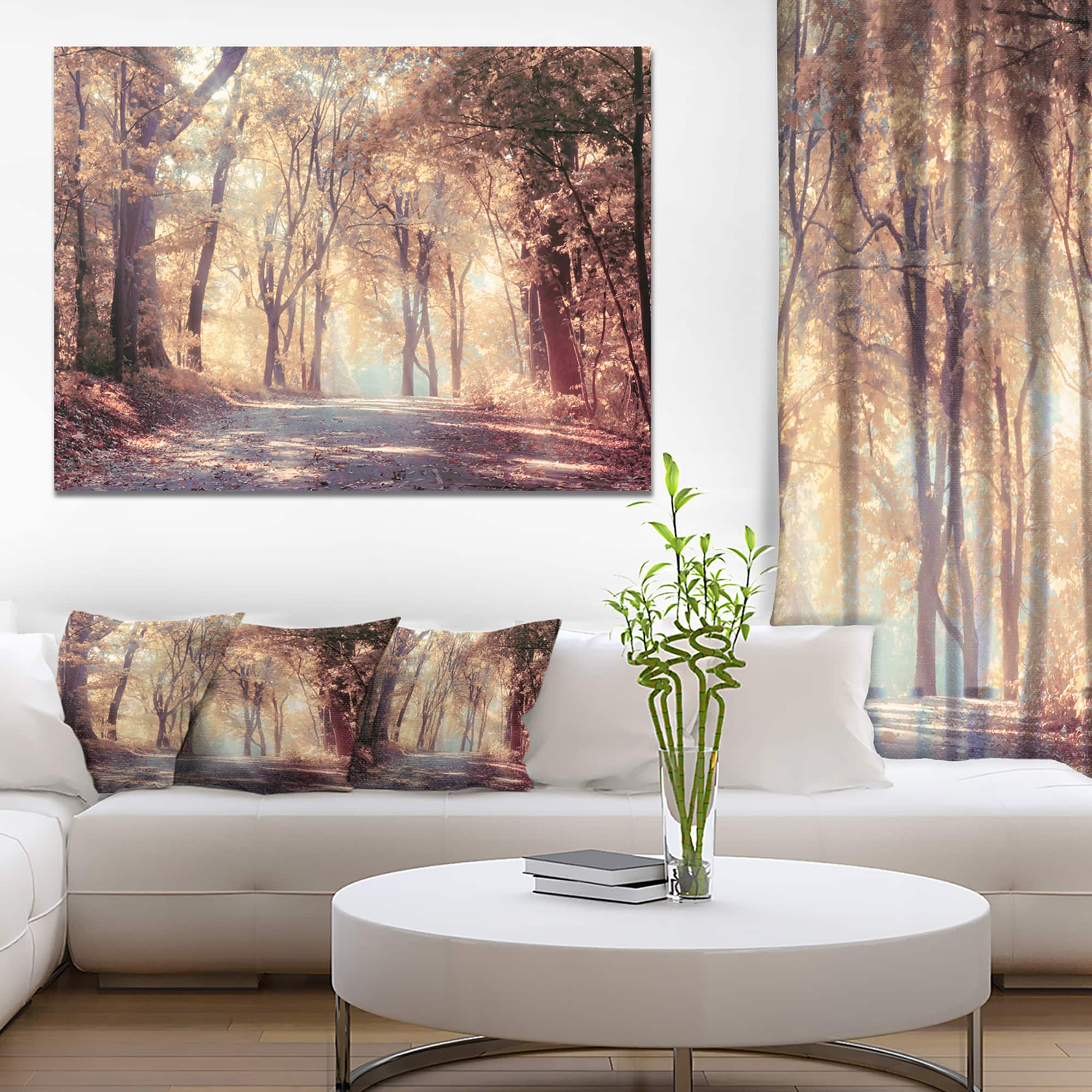 Designart - Golden Autumn Beautiful Forest - Landscape Canvas Art Print