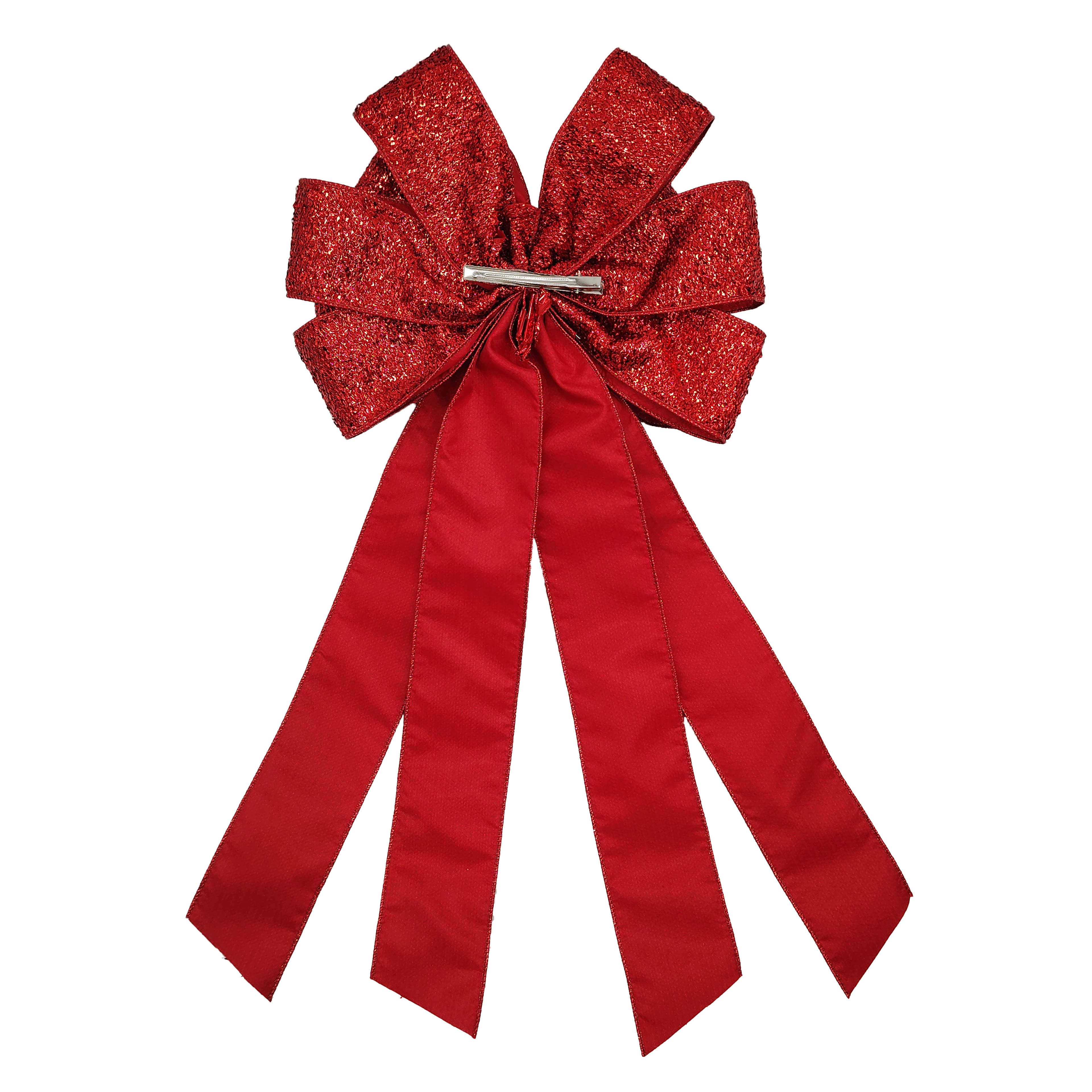 20.5" Red Tinsel Tree Bow by Celebrate It®